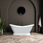 Dreamwerks 5.75 ft. acrylic freestanding pedestal bathtub – 30" wide ergonomic soaking tub