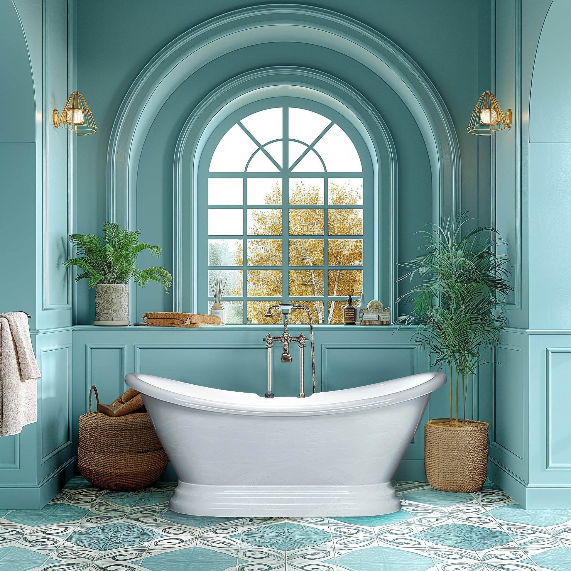 Dreamwerks 5.75 ft. acrylic freestanding pedestal bathtub – 30" wide ergonomic soaking tub