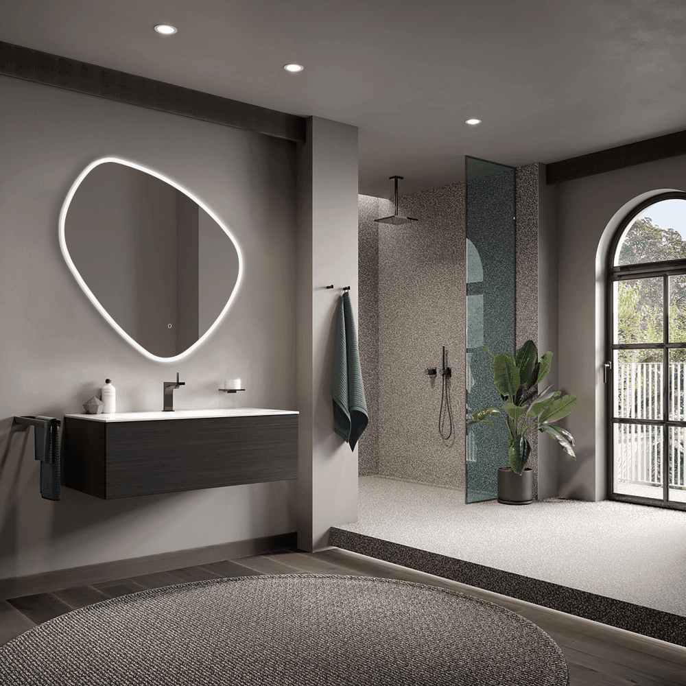 Eva Irregular Shaped LED Lighted Mirror with Dimmer & Defogger - Available in 2 Sizes - Dreamwerks