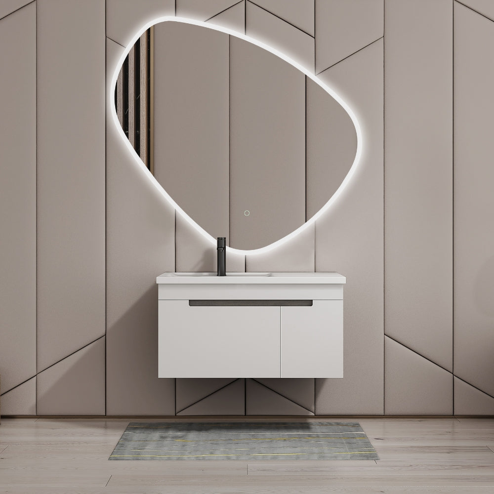 Eva Irregular Shaped LED Lighted Mirror with Dimmer & Defogger - Available in 2 Sizes