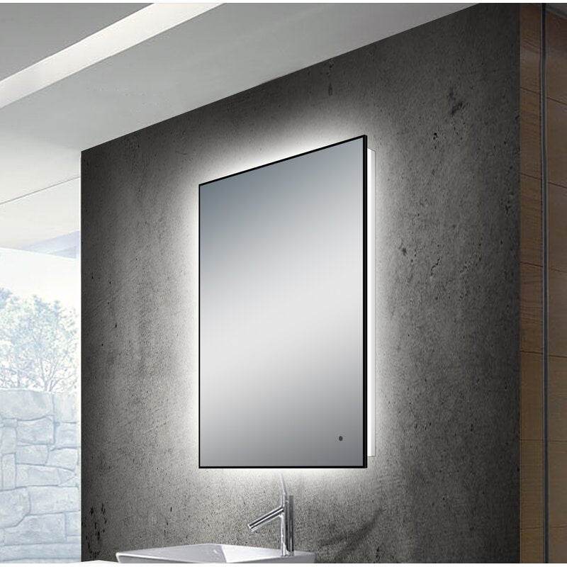 MARTZ 24"W x 32"H modern bathroom mirror with dimmable LED, touchscreen & anti-fog feature.