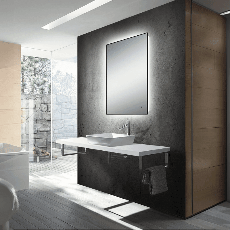 MARTZ 24"W x 32"H modern bathroom mirror with dimmable LED, touchscreen & anti-fog feature.