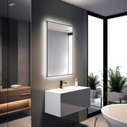 MARTZ 24"W x 32"H modern bathroom mirror with dimmable LED, touchscreen & anti-fog feature.