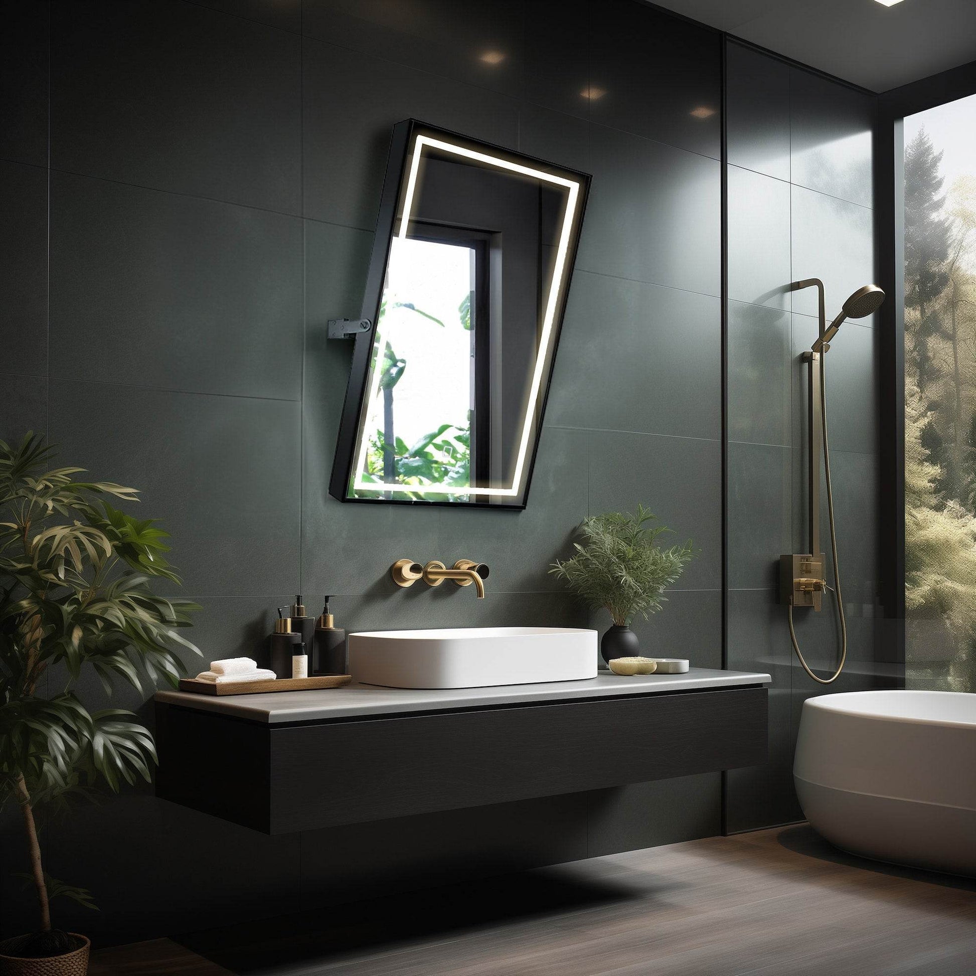 Kalista 24"x32" Pivot Mirror with High-Performance LED Lighting – Modern Luxury Bathroom Decor