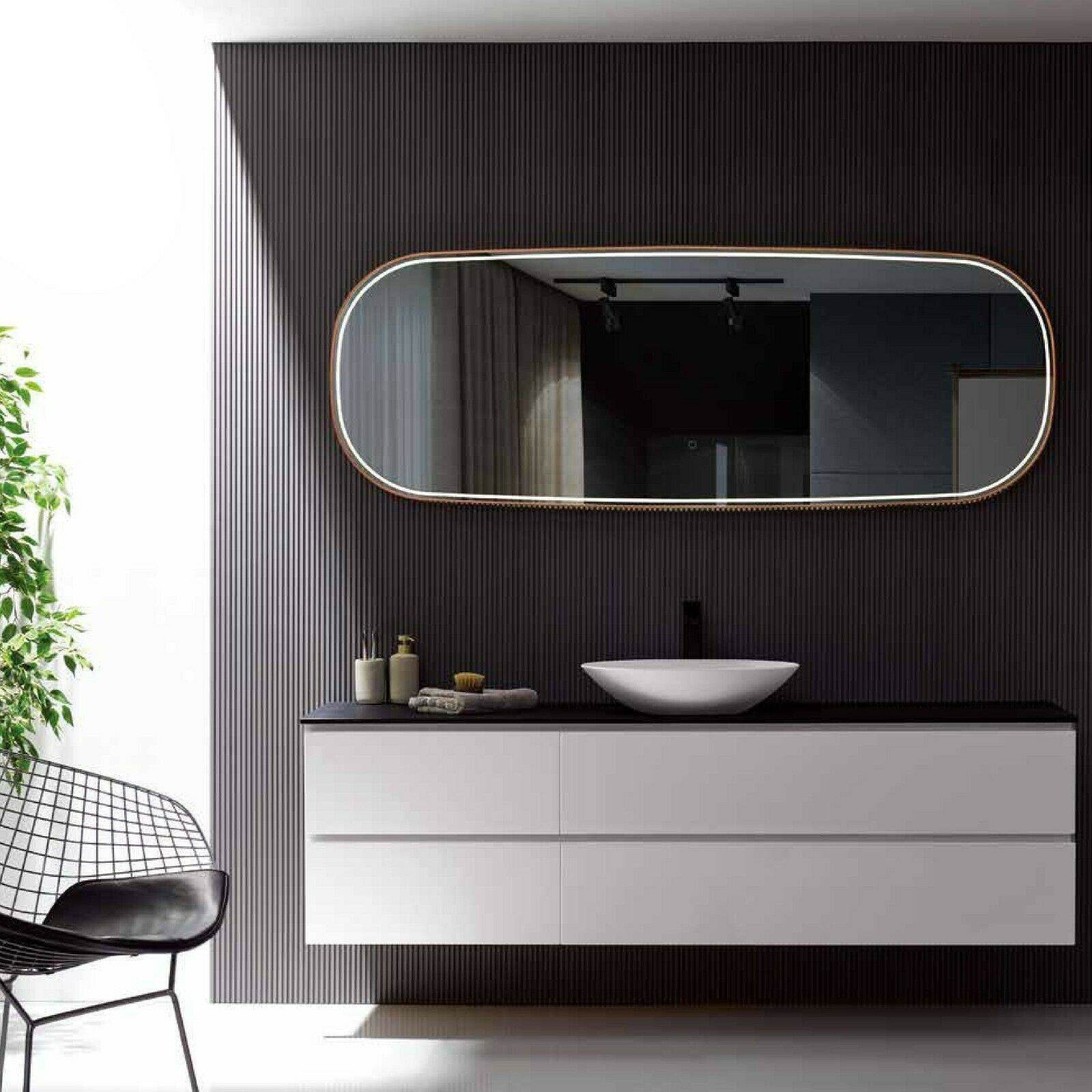 Highwood 63"H x 25.6"W Oval LED Mirror – Sleek Modern Design with Ambient Lighting, Waterproof