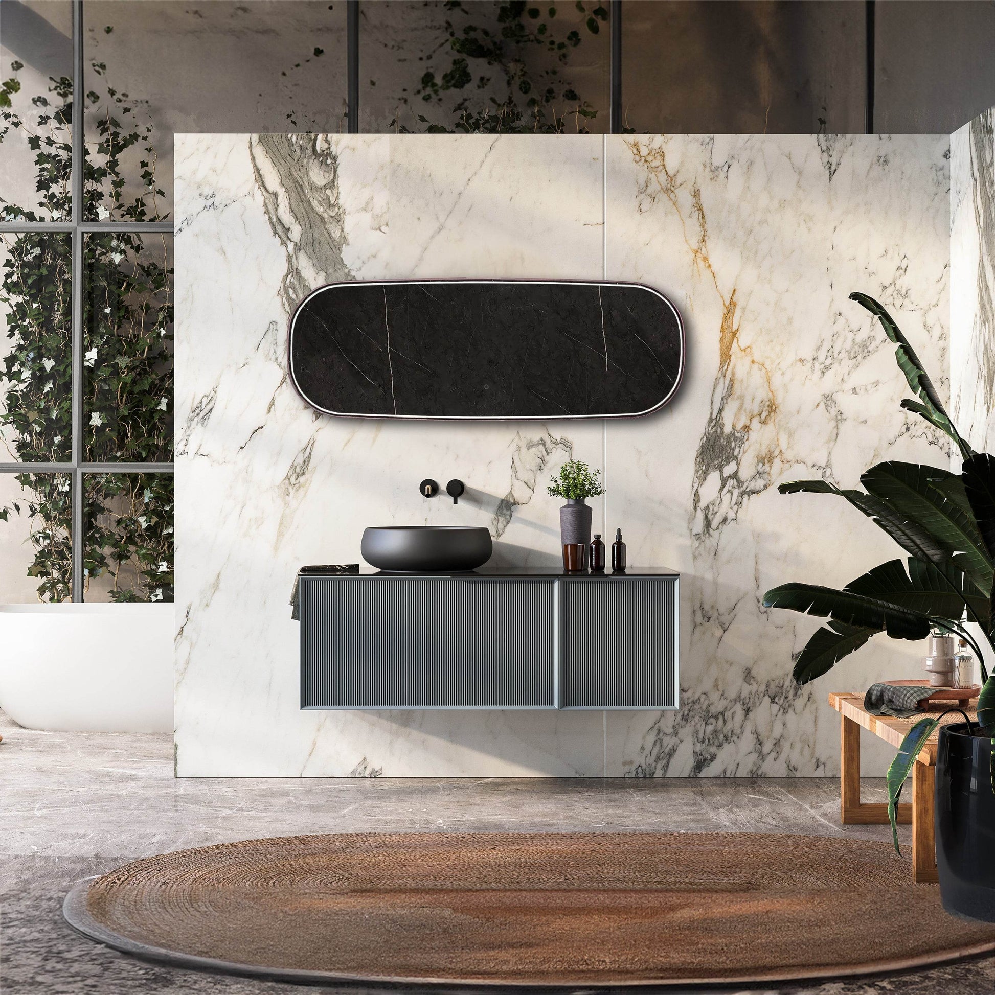 Highwood 63"H x 25.6"W Oval LED Mirror – Sleek Modern Design with Ambient Lighting, Waterproof