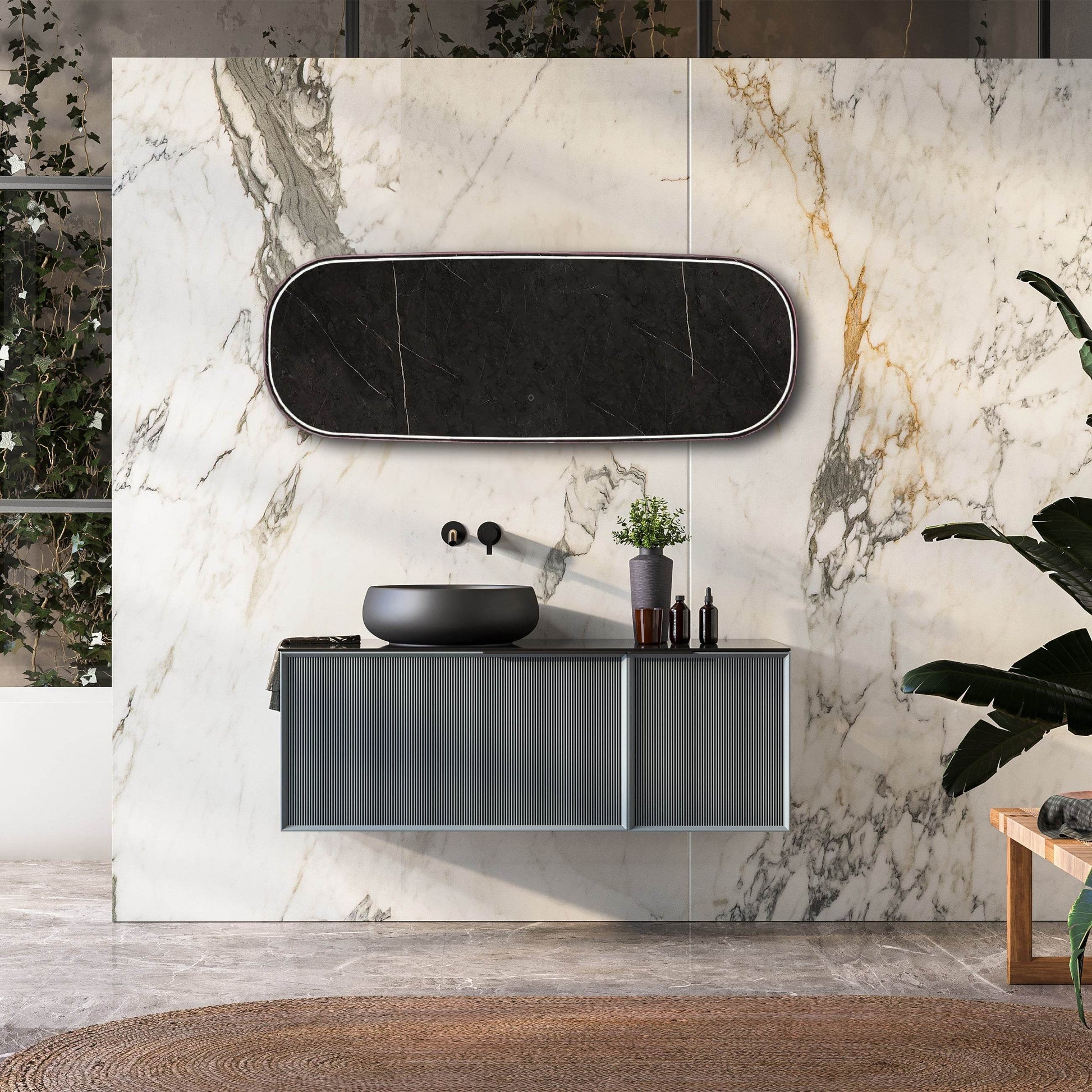 Highwood 63"H x 25.6"W Oval LED Mirror – Sleek Modern Design with Ambient Lighting, Waterproof