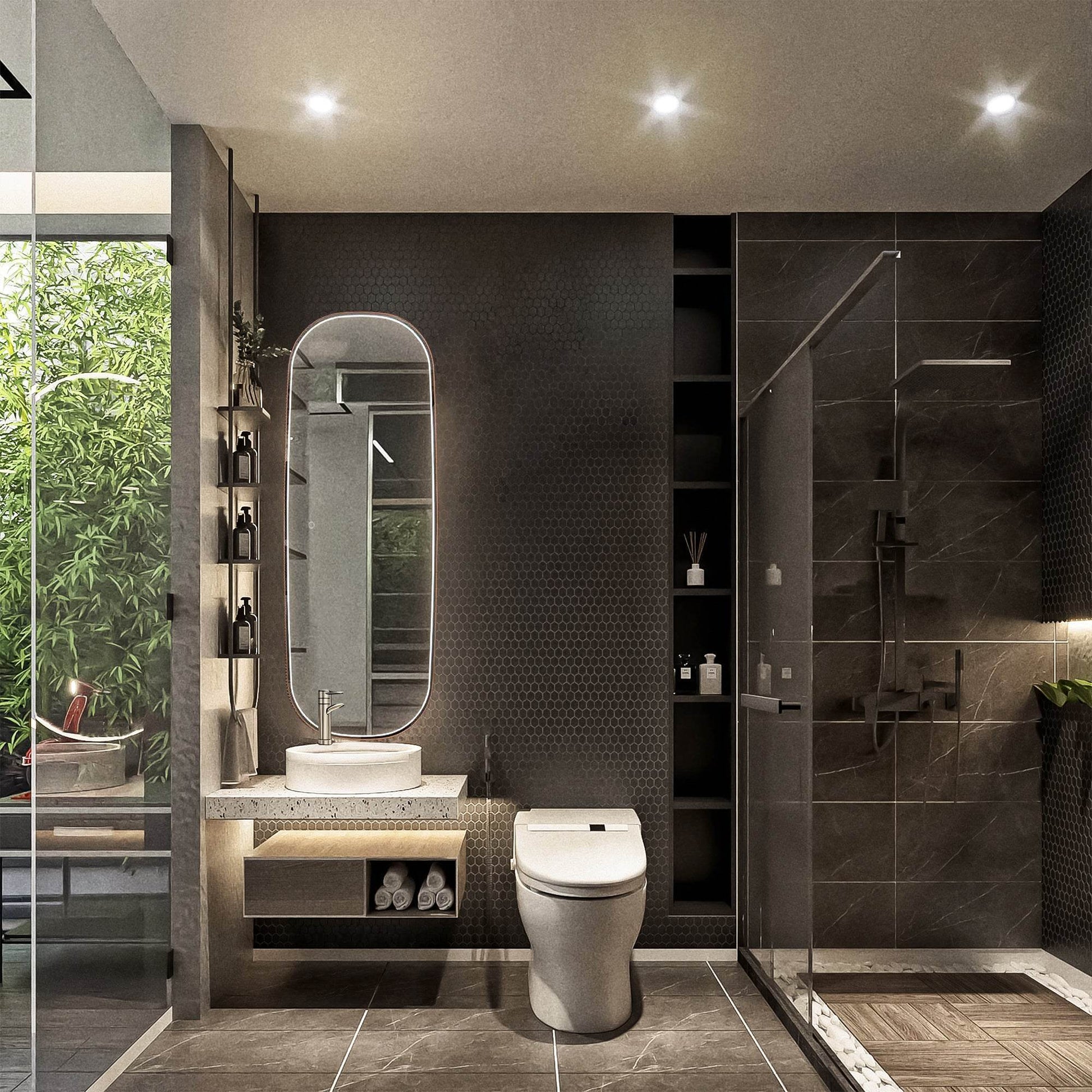 Highwood 63"H x 25.6"W Oval LED Mirror – Sleek Modern Design with Ambient Lighting, Waterproof