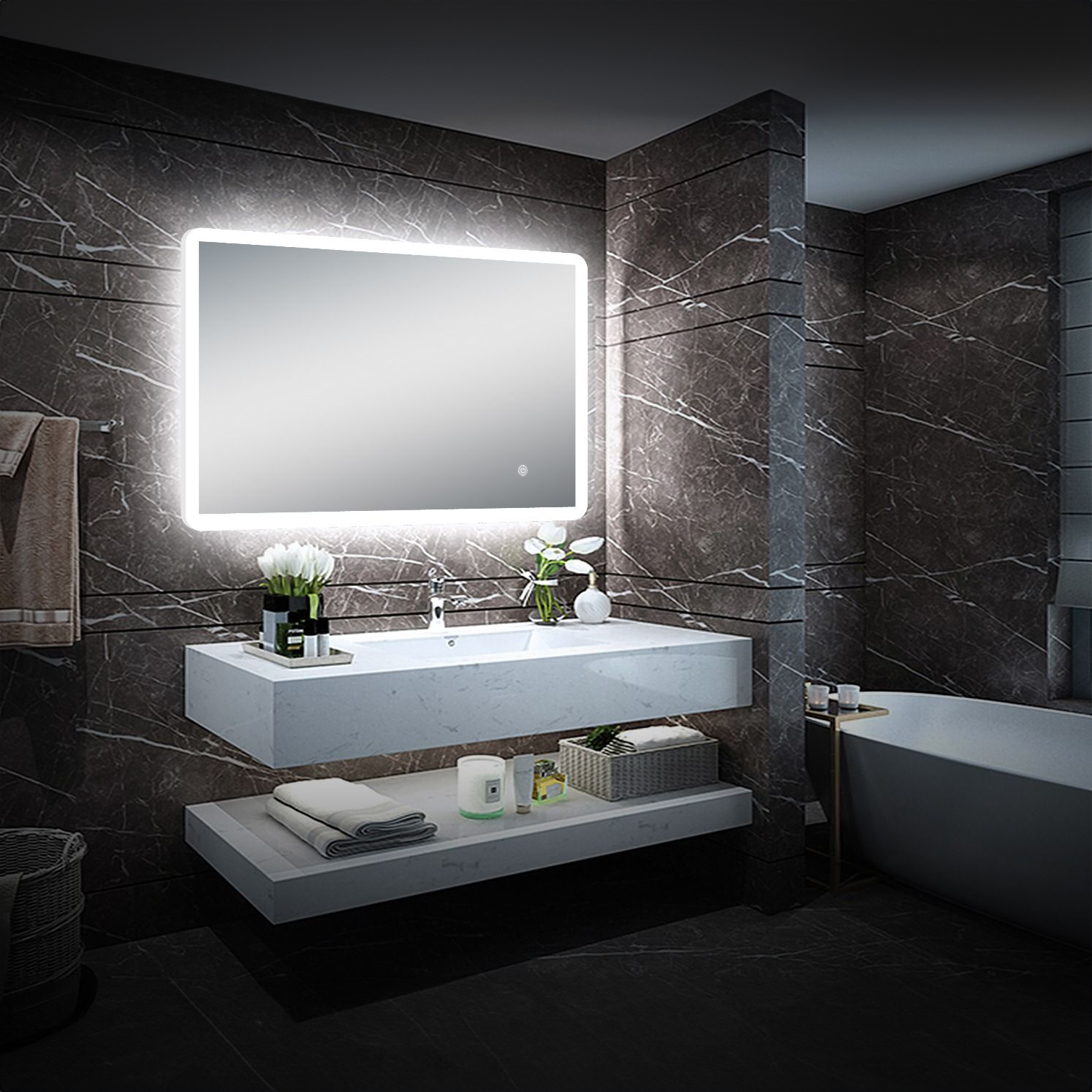 Pilsen LED Mirror with Integrated Dimmer and Defogger - Available in 4 Sizes