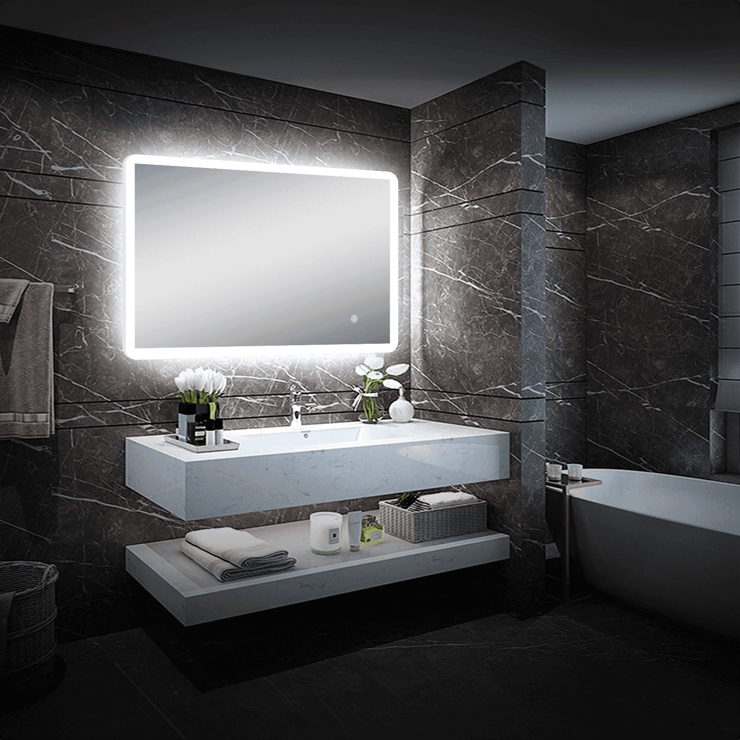 Pilsen LED Lighted Mirror - Dimmable, Defogger, Modern Luxury Bathroom Mirror – 4 Sizes