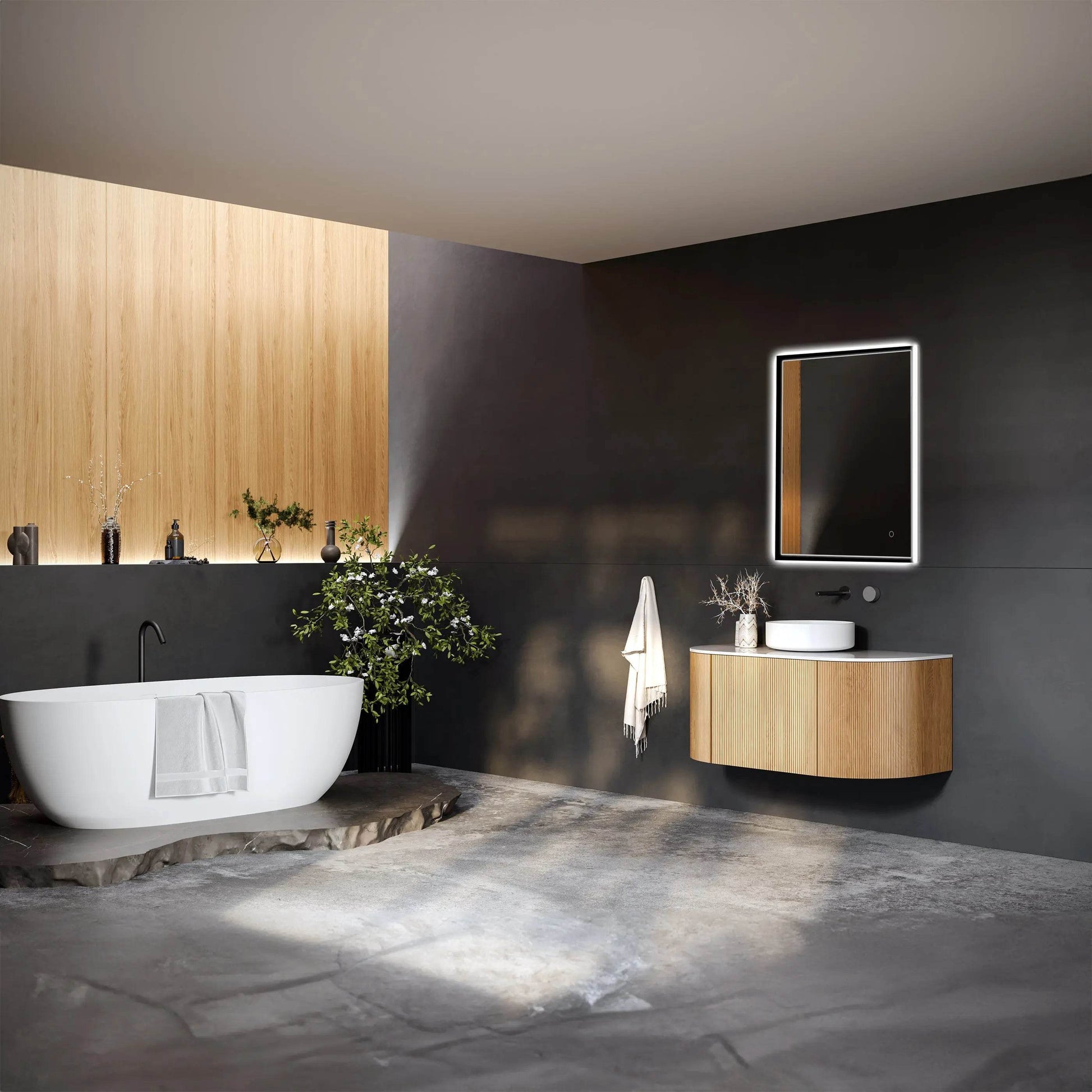 LEO Front & Backlit LED Lighted Mirror with Dimmer & Defogger - Available in 2 Sizes - Dreamwerks