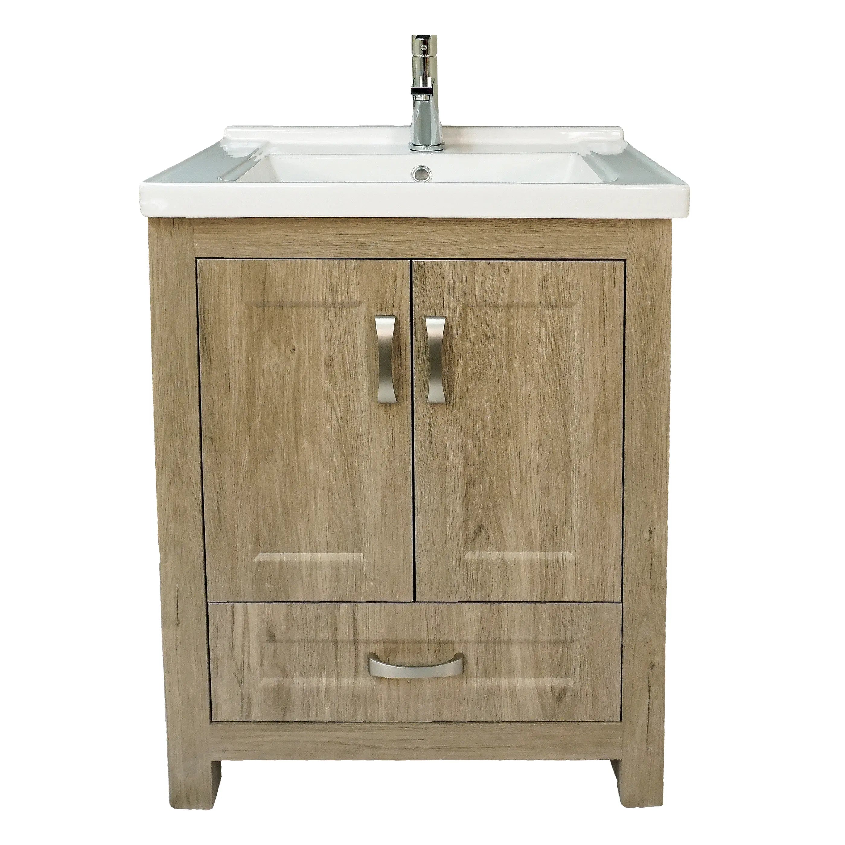 Tocador Livorno de 24" de ancho x 19" de profundidad x 33" de alto con encimera de cerámica en acabado con veta de madera