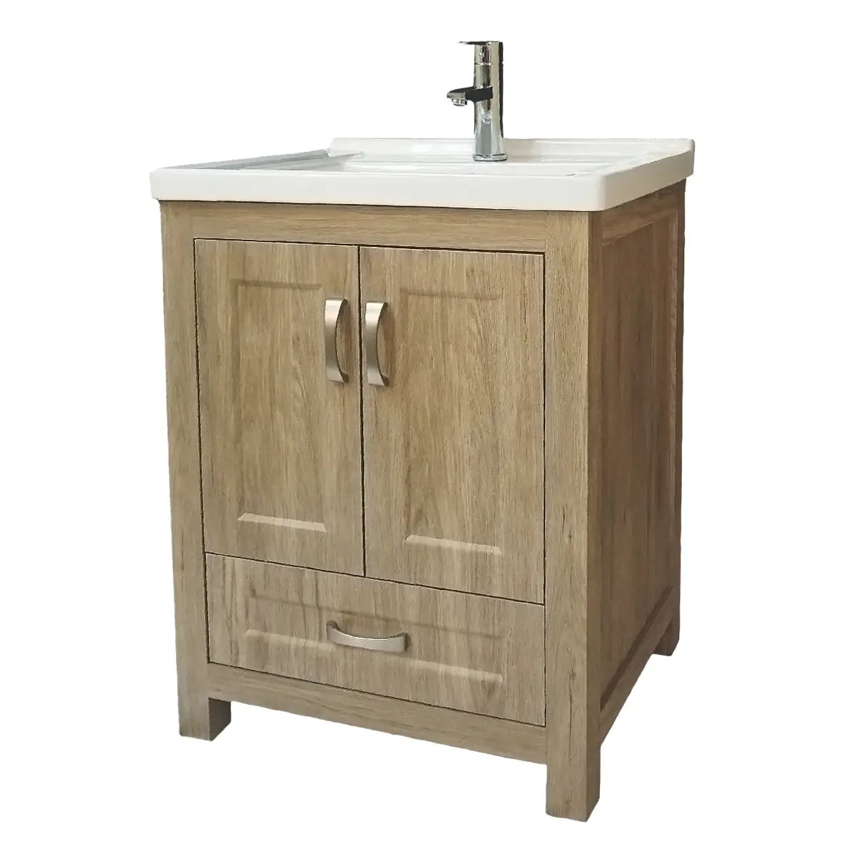 Tocador Livorno de 24" de ancho x 19" de profundidad x 33" de alto con encimera de cerámica en acabado con veta de madera
