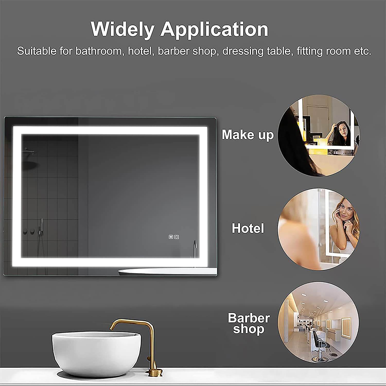 Mariana Rectangular LED Bathroom Mirror with Dimmer & Defogger - Available in 2 Sizes - Dreamwerks