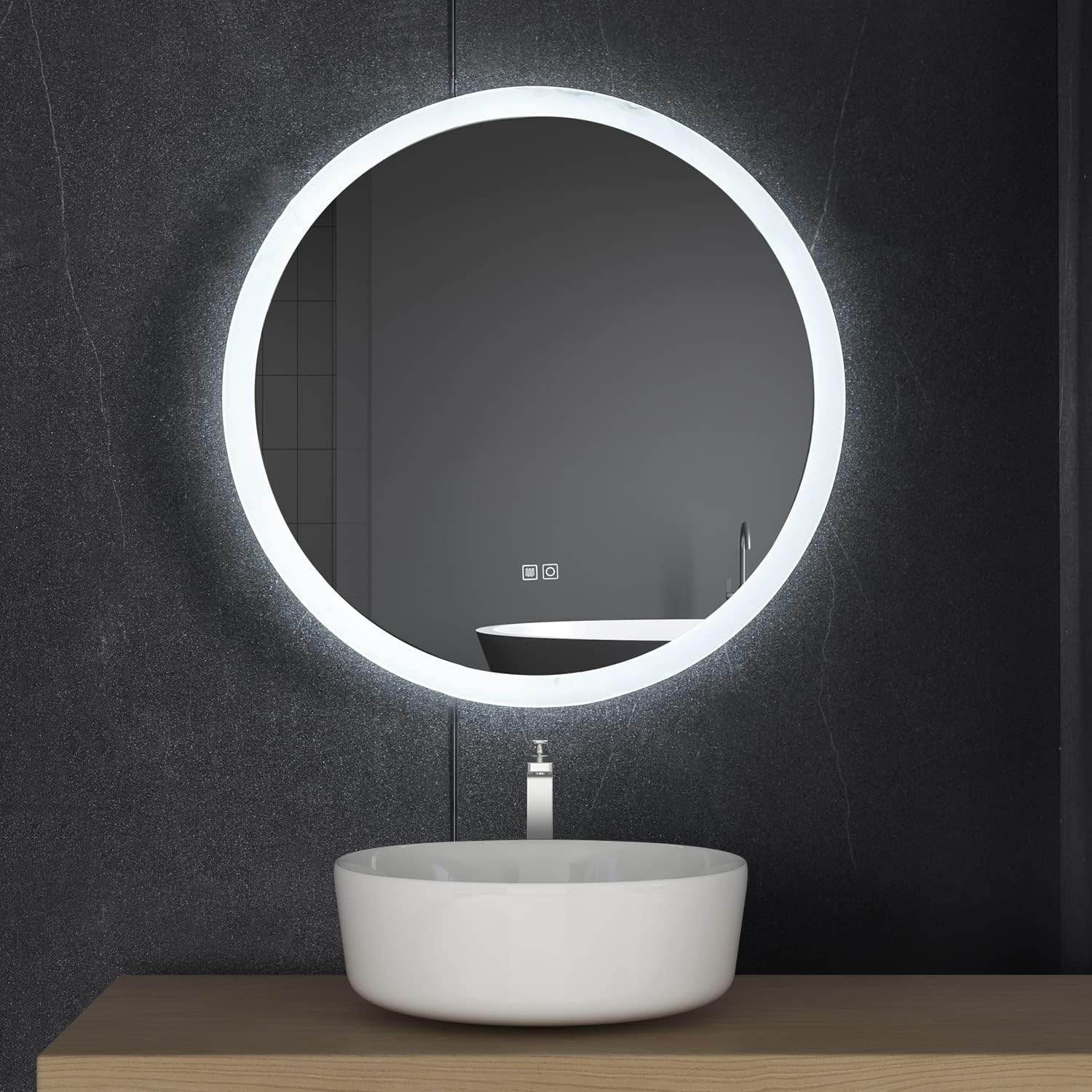 Mariana Round LED Mirror with Dimmer & Defogger – Bathroom LED Mirror, Illuminated Makeup Mirror - Dreamwerks