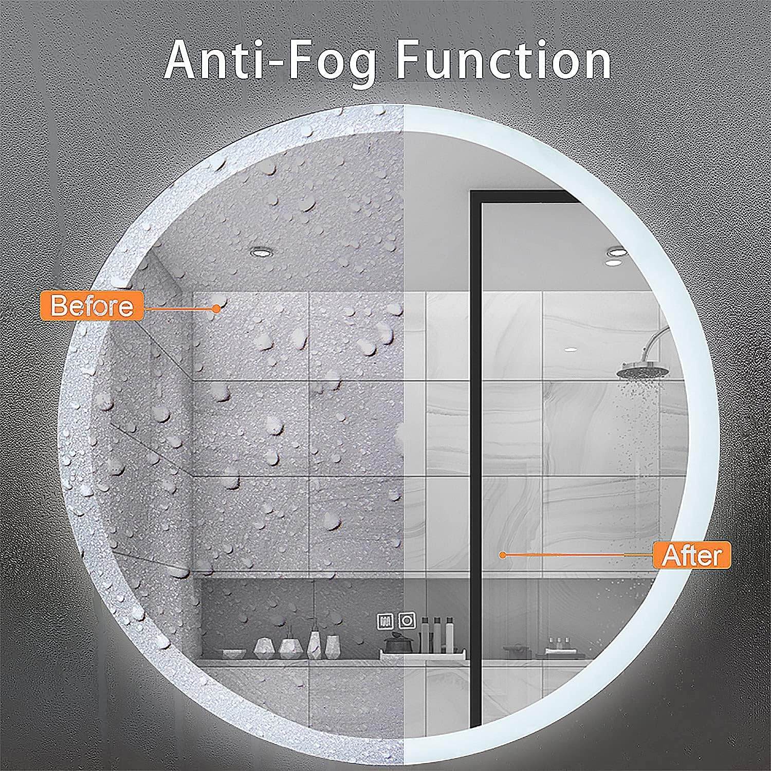 Mariana Round LED Mirror with Dimmer & Defogger – Bathroom LED Mirror, Illuminated Makeup Mirror - Dreamwerks