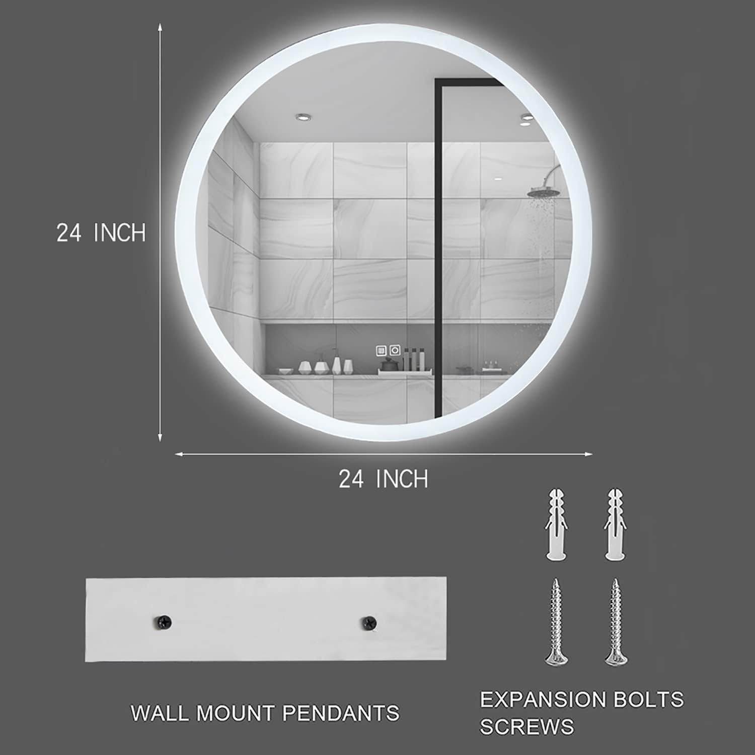 Mariana Round LED Mirror with Dimmer & Defogger – Bathroom LED Mirror, Illuminated Makeup Mirror - Dreamwerks