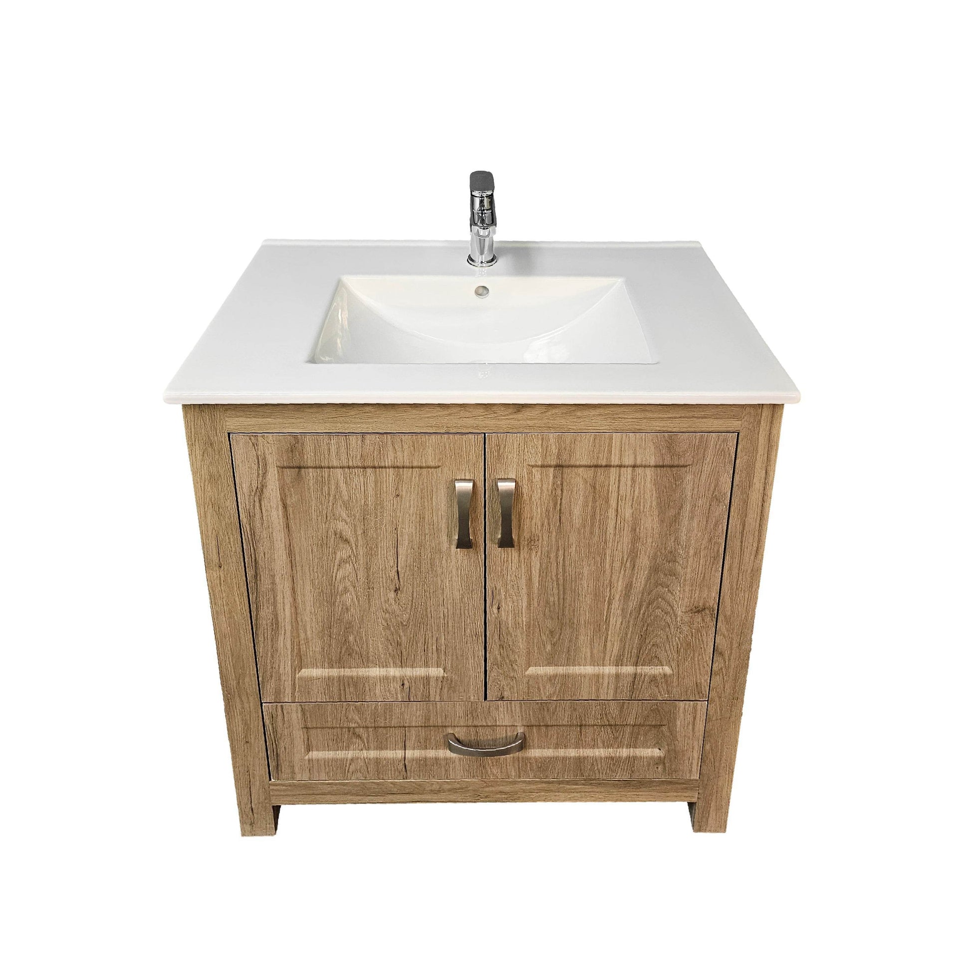 Livorno 30" W x 19" D x 33" H Vanity with White Ceramic Vanity Top in Woodgrain Finish - Dreamwerks