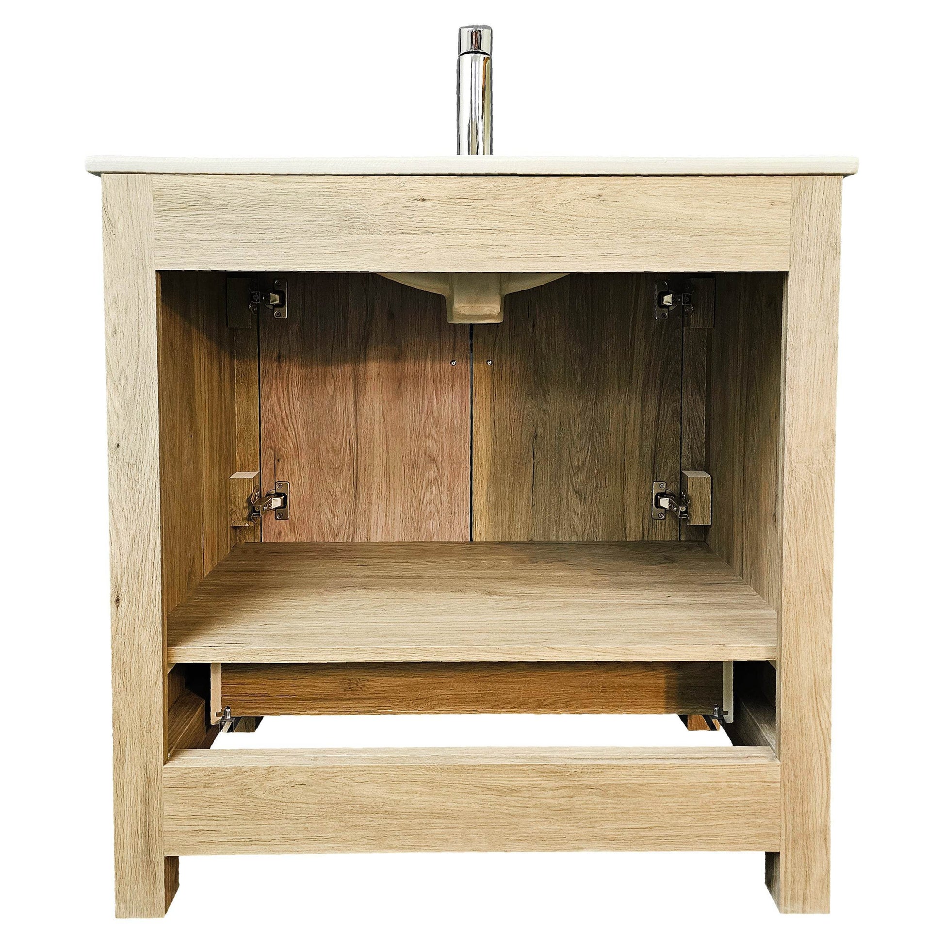 Livorno 30" W x 19" D x 33" H Vanity with White Ceramic Vanity Top in Woodgrain Finish - Dreamwerks