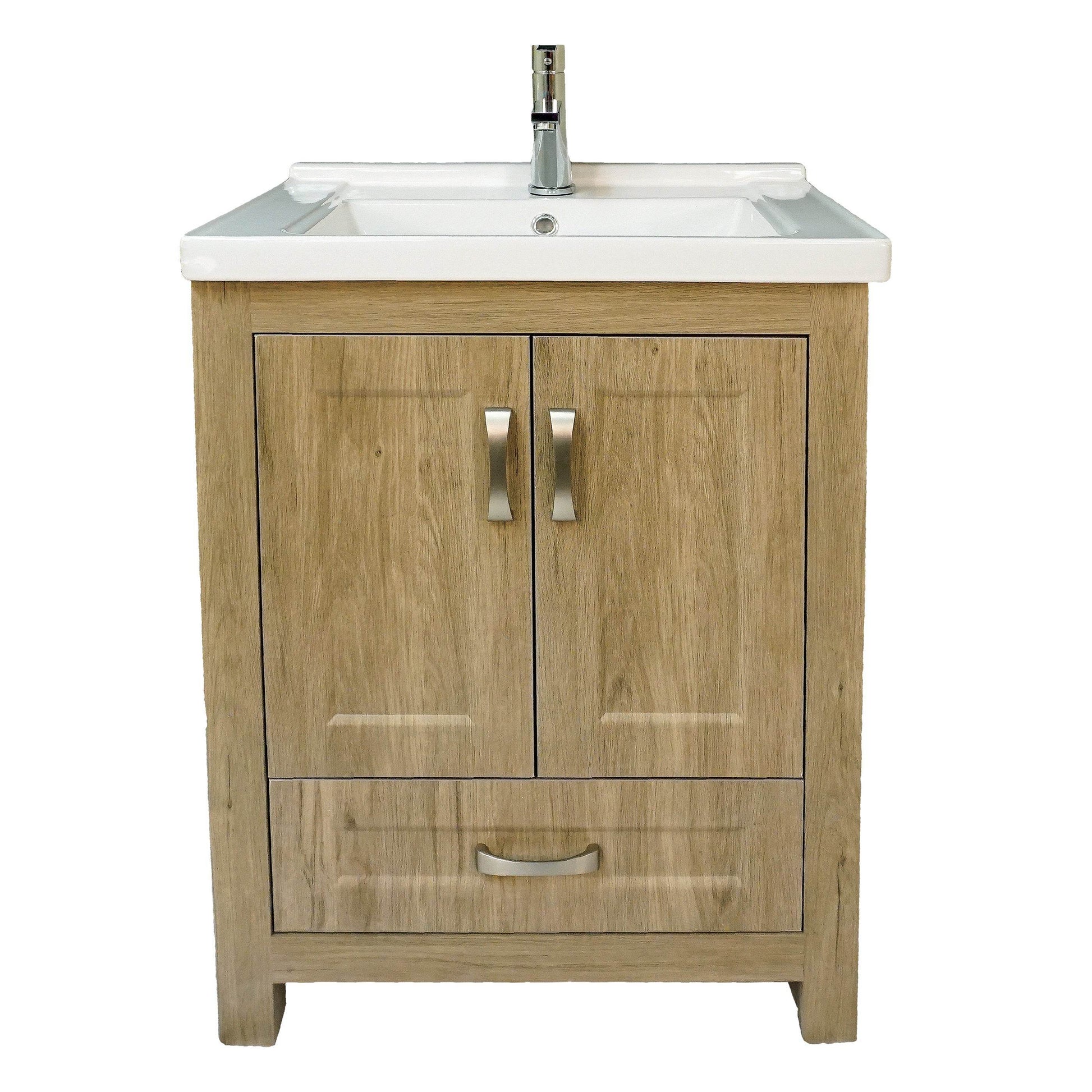 Livorno 24" W x 19" D x 33" H Vanity With Ceramic Vanity Top in Woodgrain Finish - Dreamwerks