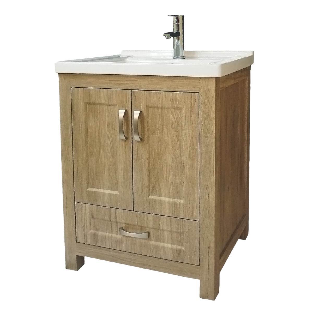 Livorno 24" W x 19" D x 33" H Vanity With Ceramic Vanity Top in Woodgrain Finish - Dreamwerks