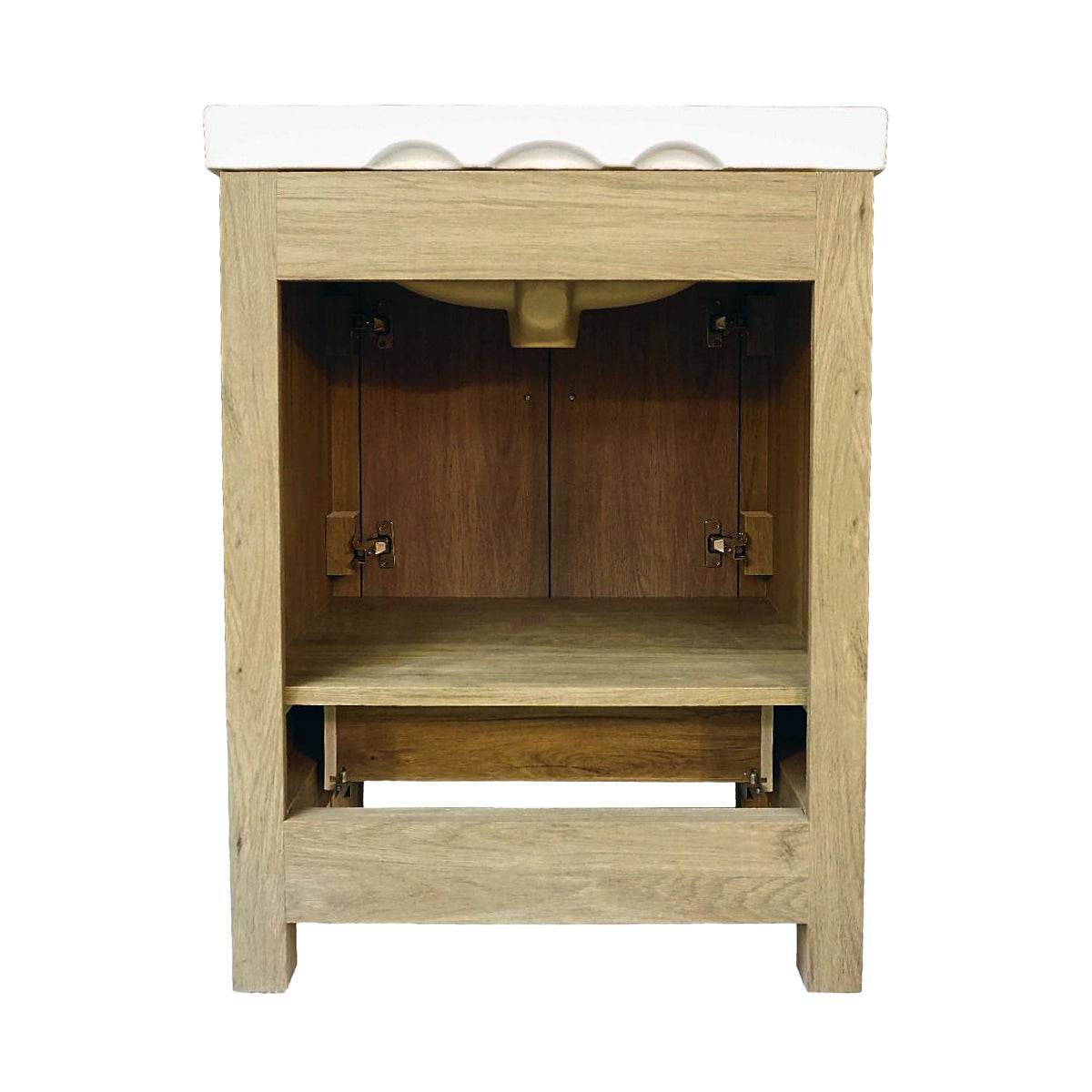 Livorno 24" W x 19" D x 33" H Vanity With Ceramic Vanity Top in Woodgrain Finish - Dreamwerks