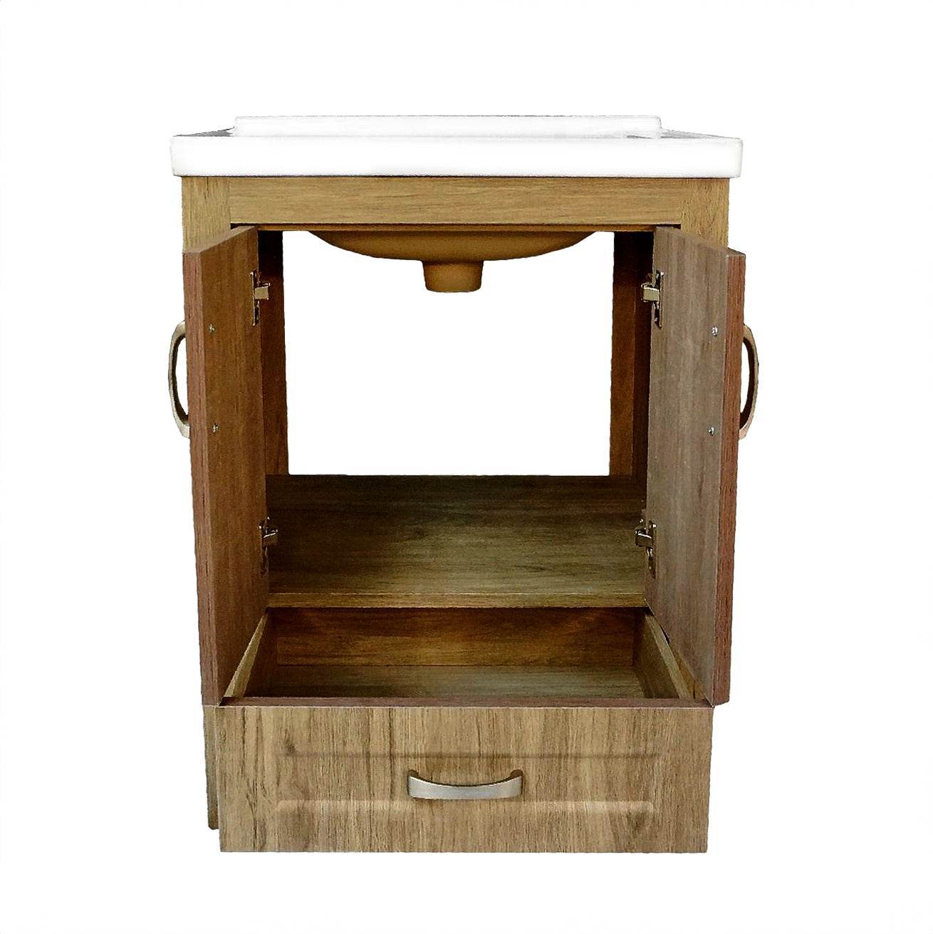 Livorno 24" W x 19" D x 33" H Vanity With Ceramic Vanity Top in Woodgrain Finish - Dreamwerks