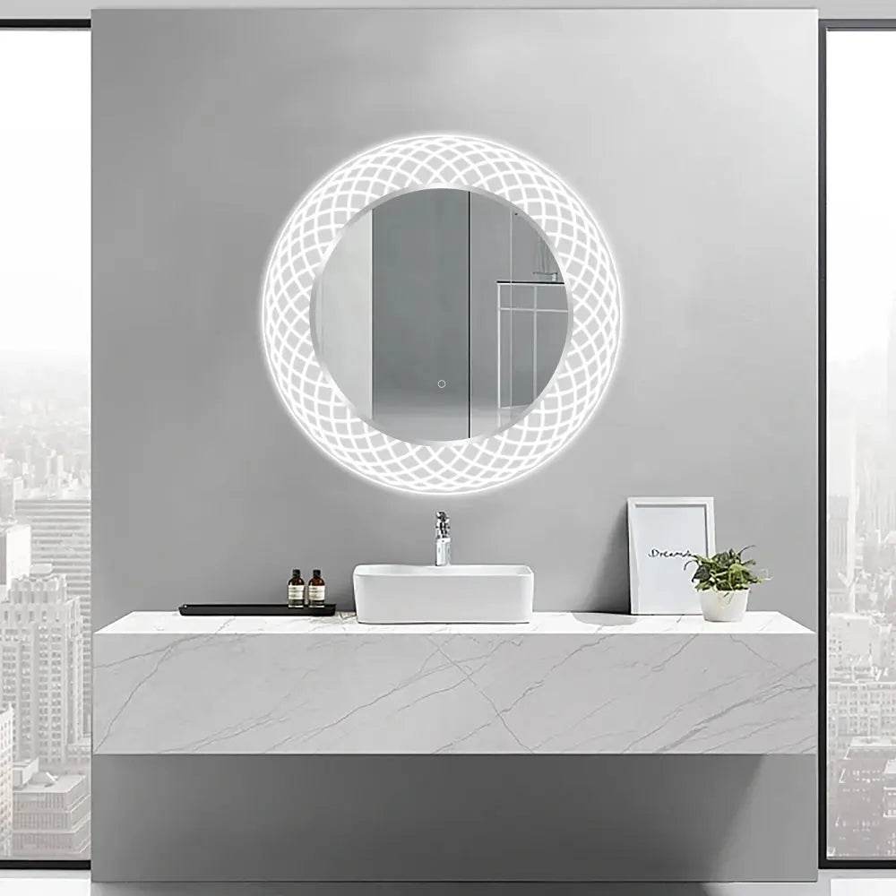 Liza Round LED Lighted Mirror with Dimmer & Defogger - Available in 2 Sizes - Dreamwerks