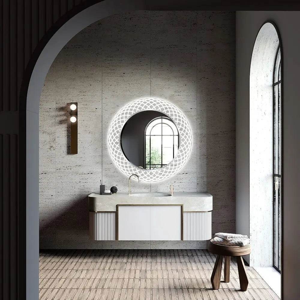 Liza Round LED Lighted Mirror with Dimmer & Defogger - Available in 2 Sizes - Dreamwerks