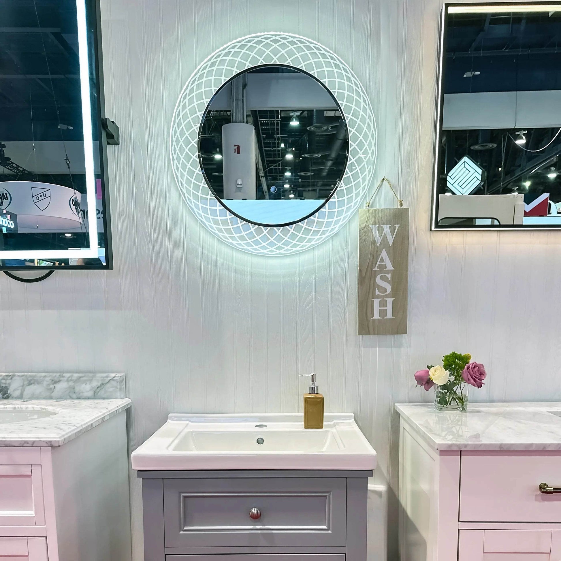 Liza Round LED Lighted Mirror with Dimmer & Defogger - Available in 2 Sizes - Dreamwerks