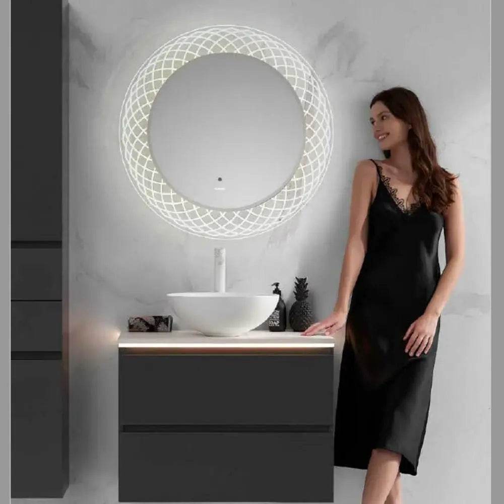 Liza Round LED Lighted Mirror with Dimmer & Defogger - Available in 2 Sizes - Dreamwerks