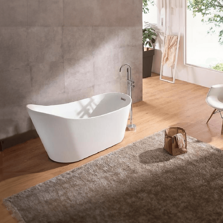 Dreamwerks 66.9" Acrylic Curved Flatbottom Bathtub in Glossy White - Dreamwerks