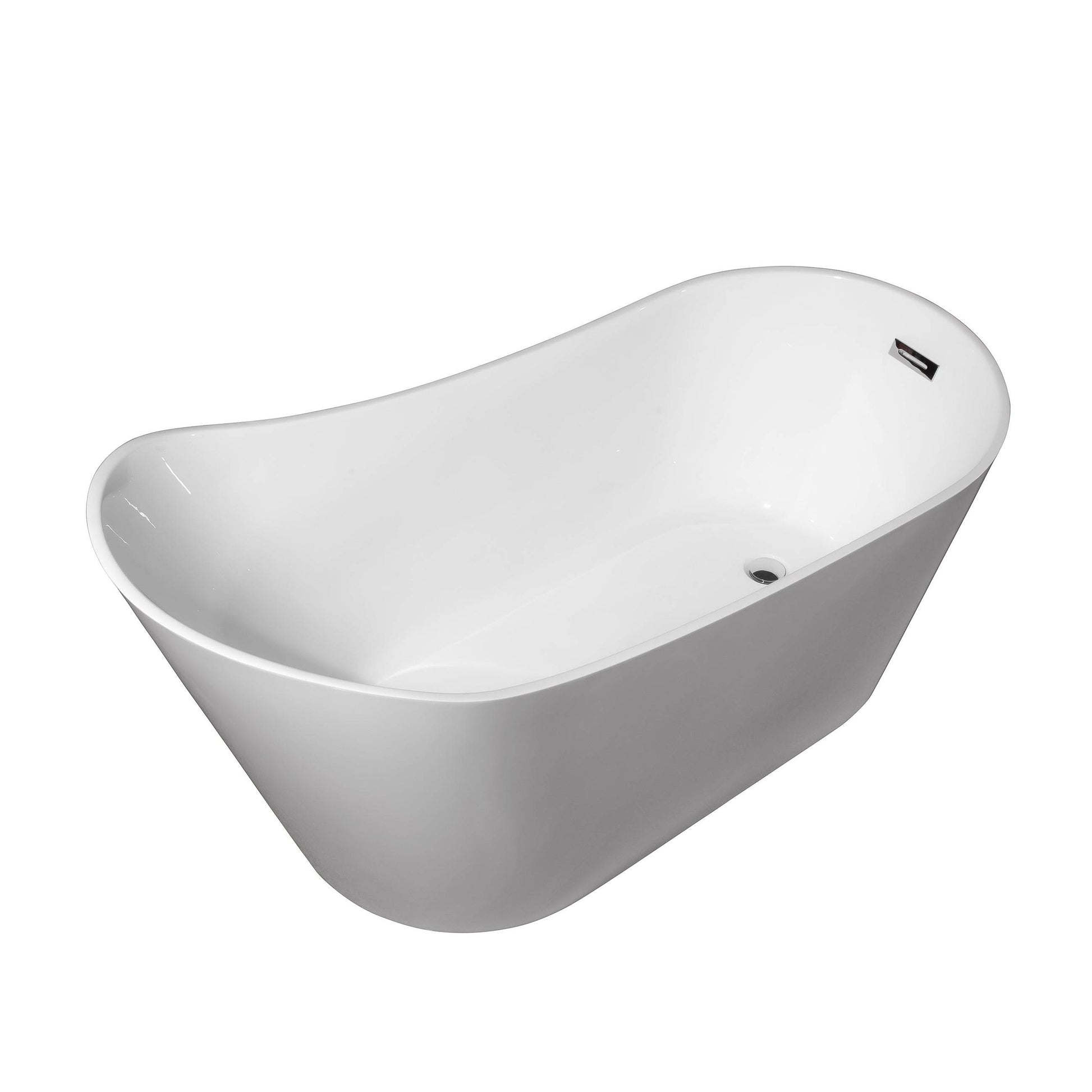 Dreamwerks 66.9" Acrylic Curved Flatbottom Bathtub in Glossy White - Dreamwerks