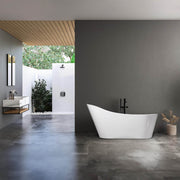 Dreamwerks 66.9" Acrylic Curved Flatbottom Bathtub in Glossy White - Dreamwerks