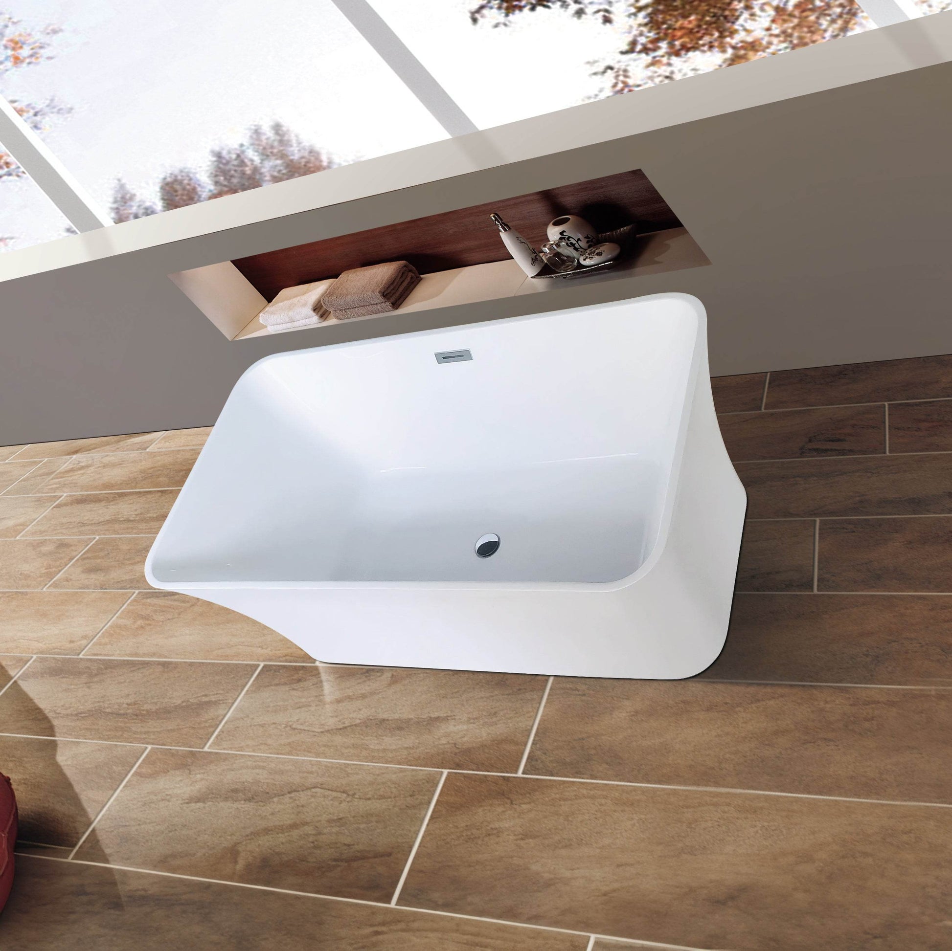 Dreamwerks 80 Gallon White Acrylic Rectangular Tub – Fiberglass Bathtub for Modern Baths