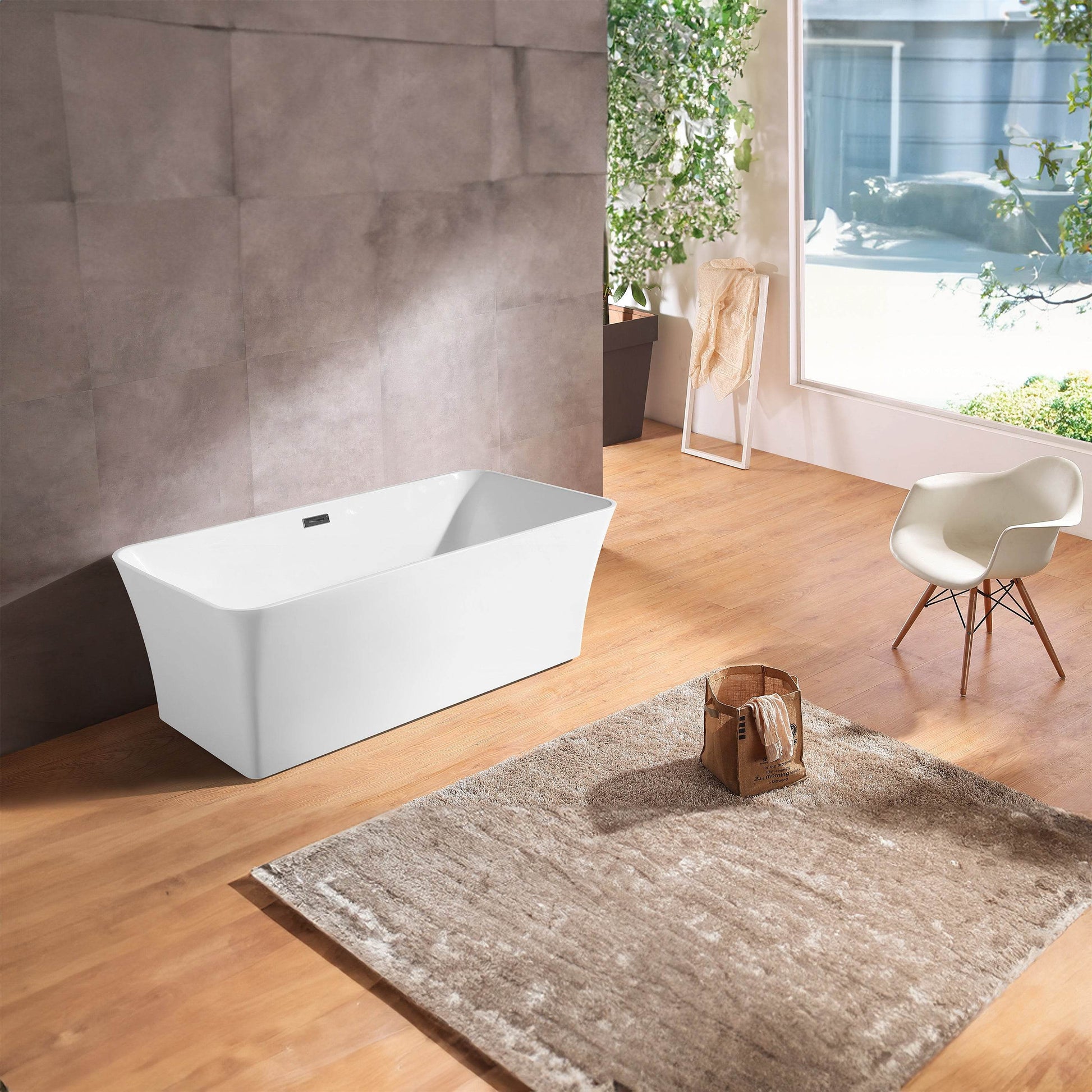 Dreamwerks 80 Gallon White Acrylic Rectangular Tub – Fiberglass Bathtub for Modern Baths