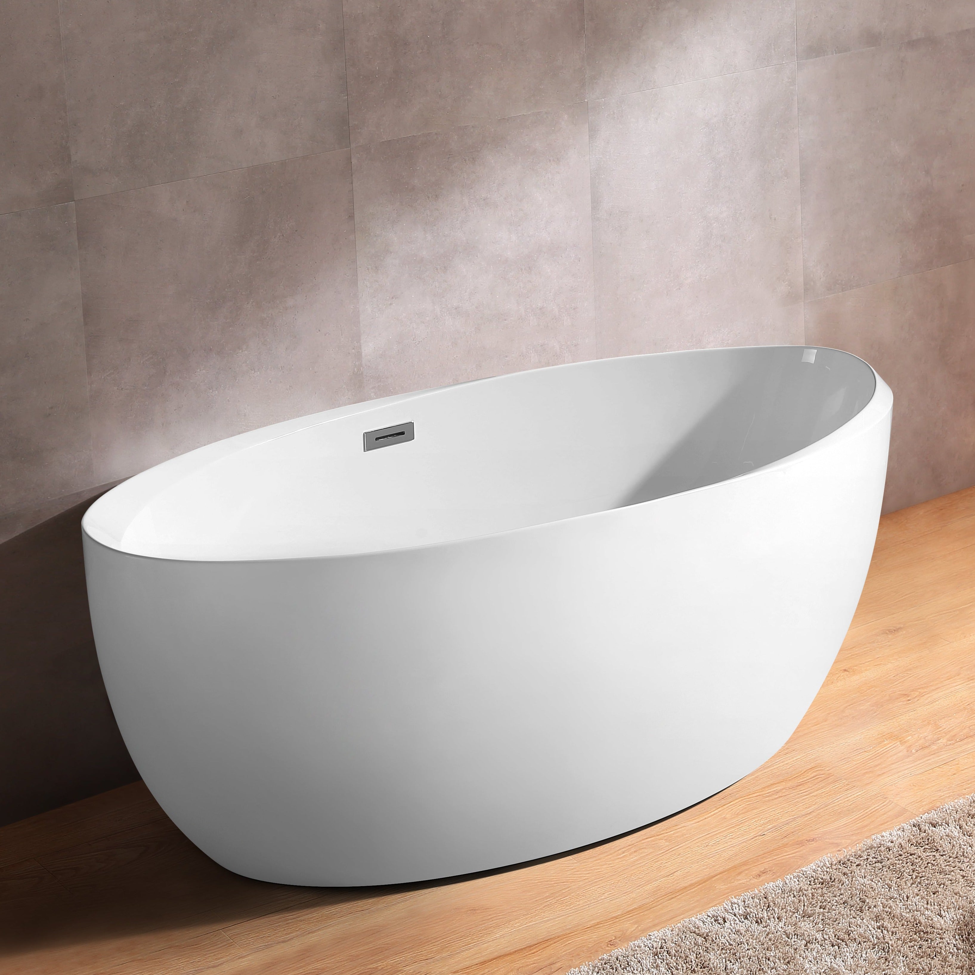 Dreamwerks 66.9" Acrylic Flatbottom Oval Bathtub in Glossy White - Dreamwerks