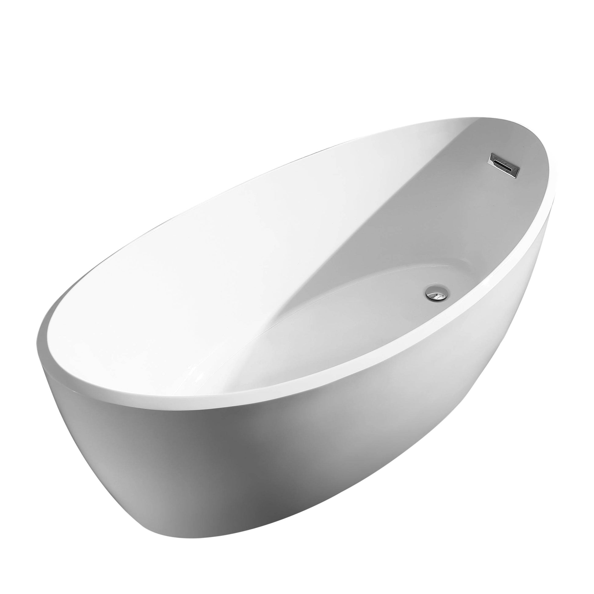 Luxury freestanding Acrylic Flatbottom oval fiberglass bathtub in glossy white – Dreamwerks