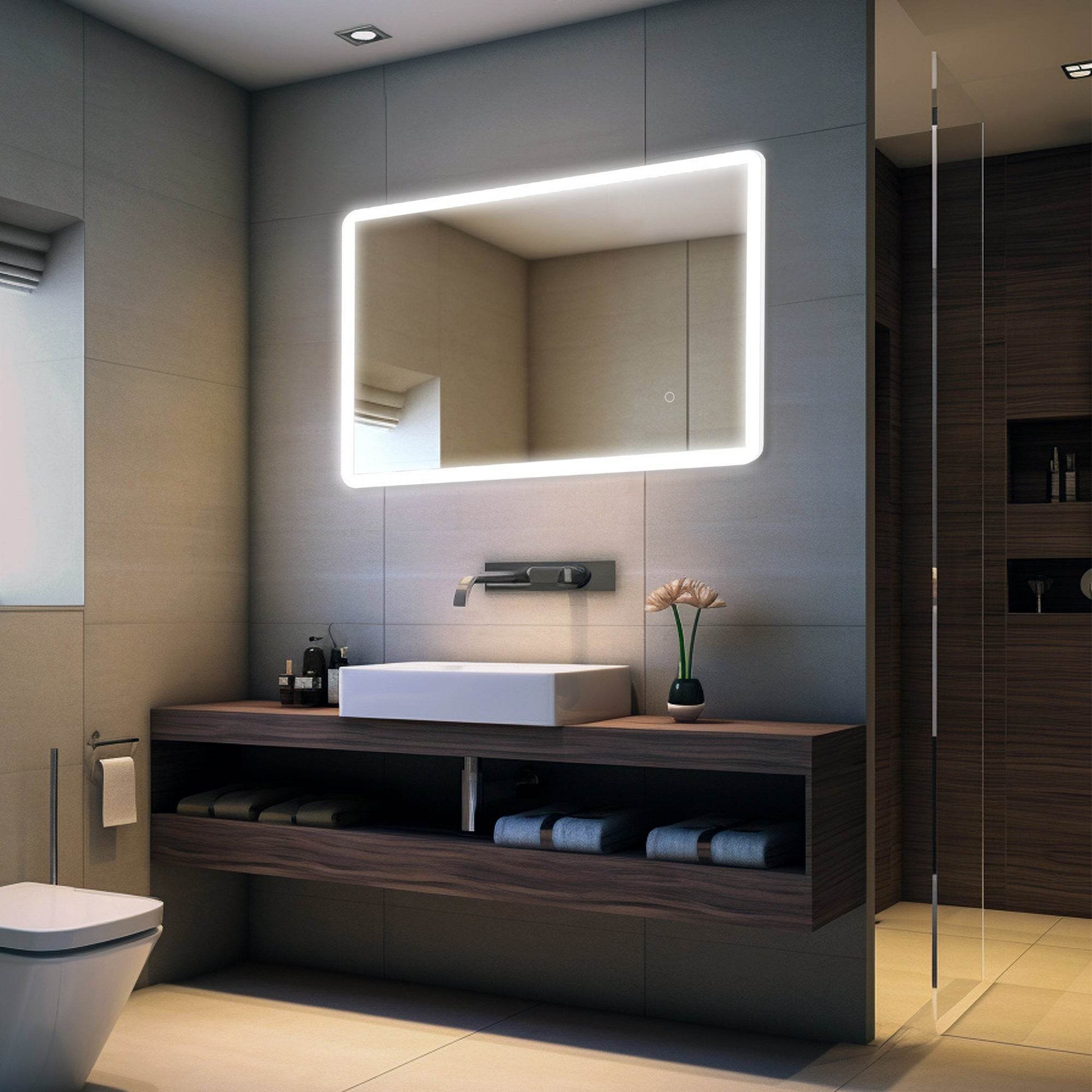 Pilsen LED Mirror with Integrated Dimmer and Defogger - Available in 4 Sizes - Dreamwerks