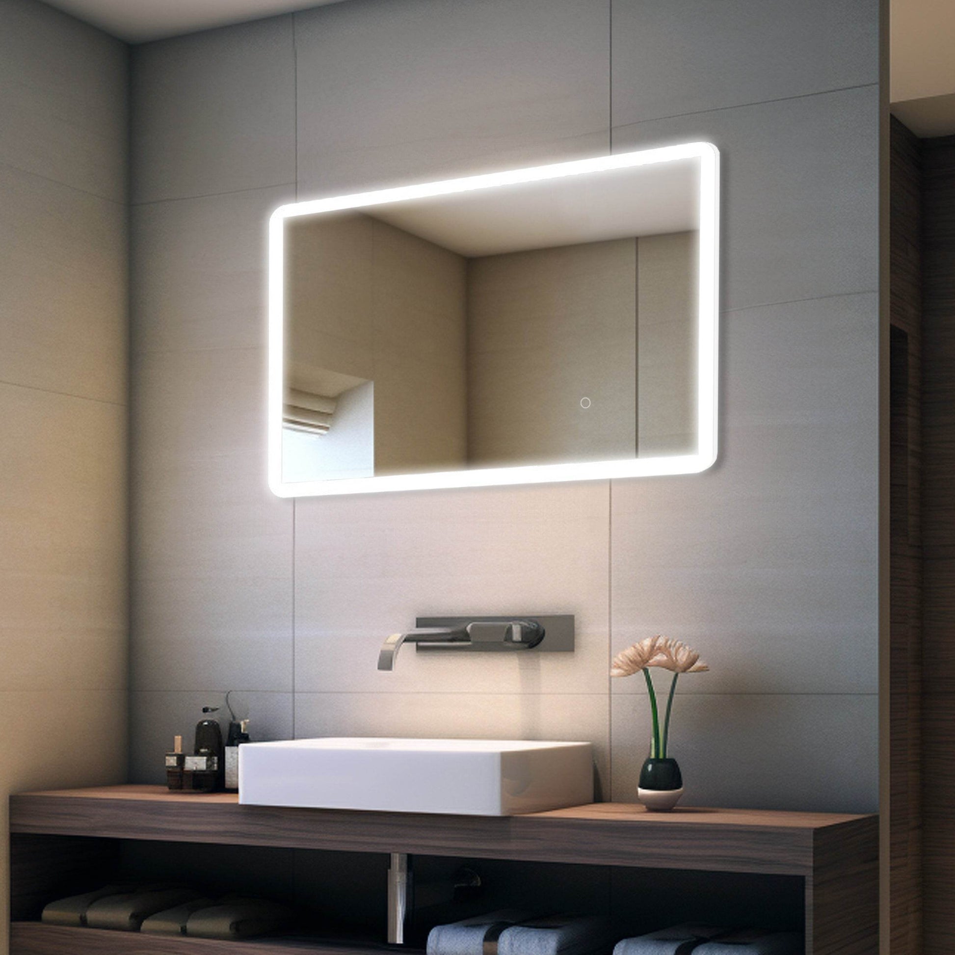 Pilsen LED Lighted Mirror - Dimmable, Defogger, Modern Luxury Bathroom Mirror – 4 Sizes