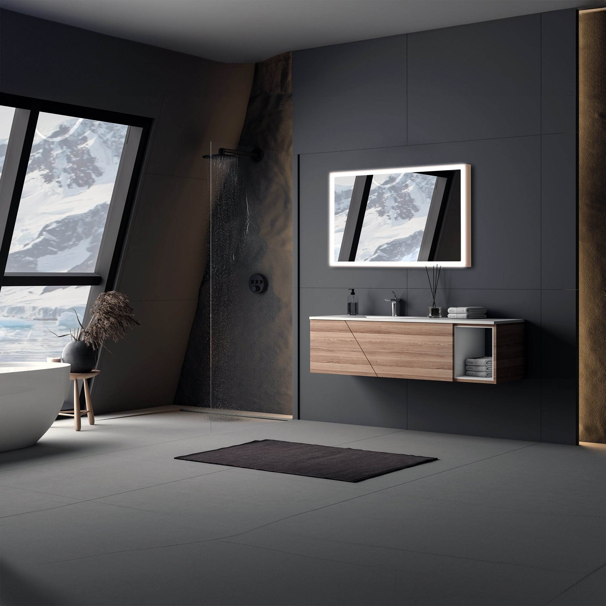 Rose Gold Dimmable LED Mirror 40"W x 24"H – Luxury Bathroom Mirror for Stylish Home Decor