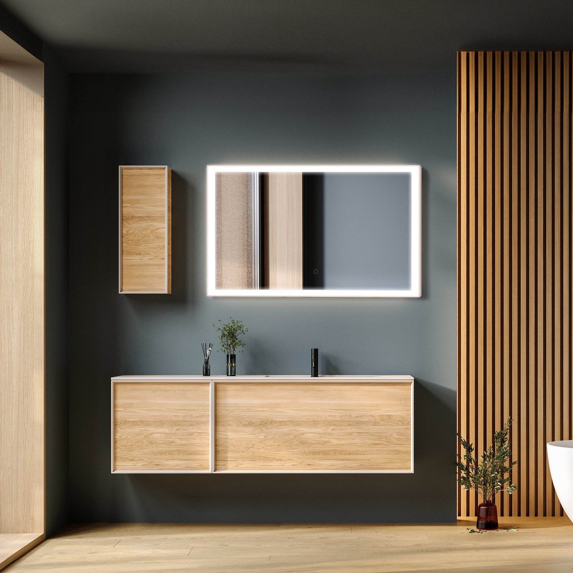 Rose Gold Dimmable LED Mirror 40"W x 24"H – Luxury Bathroom Mirror for Stylish Home Decor