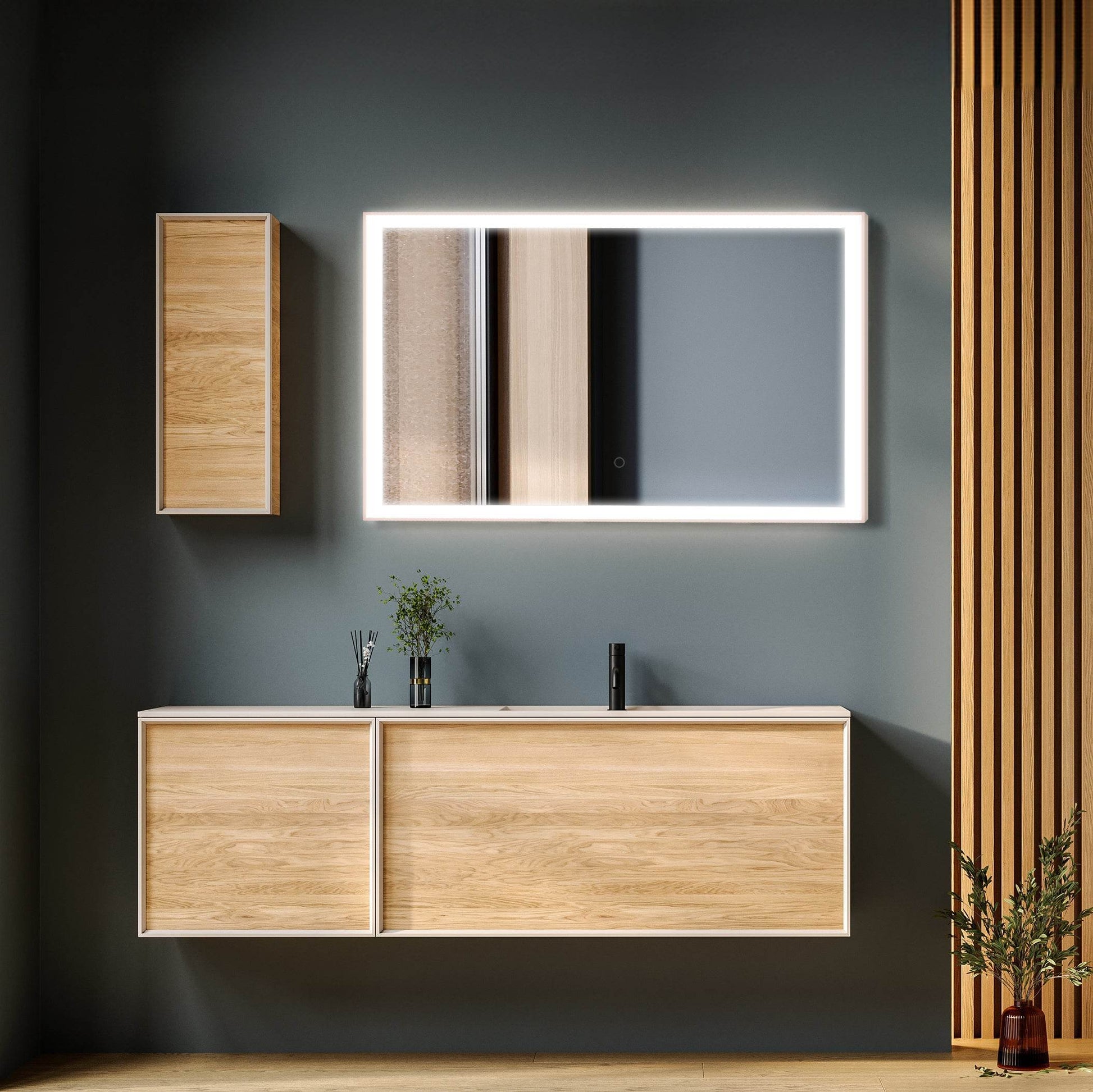 Rose Gold Dimmable LED Mirror 40"W x 24"H – Luxury Bathroom Mirror for Stylish Home Decor