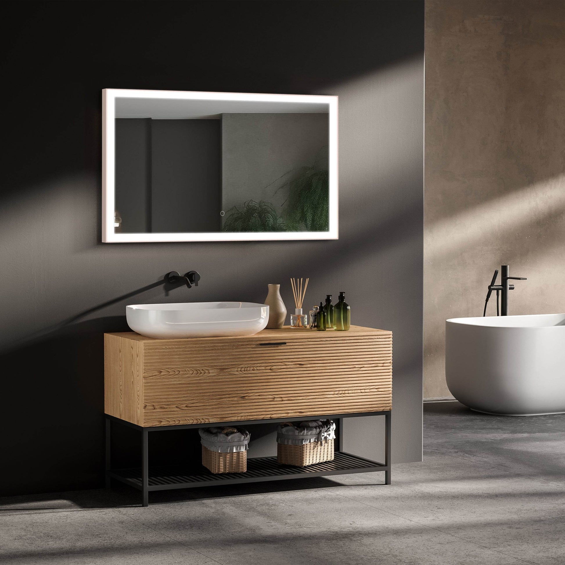 Rose Gold Dimmable LED Mirror 40"W x 24"H – Luxury Bathroom Mirror for Stylish Home Decor