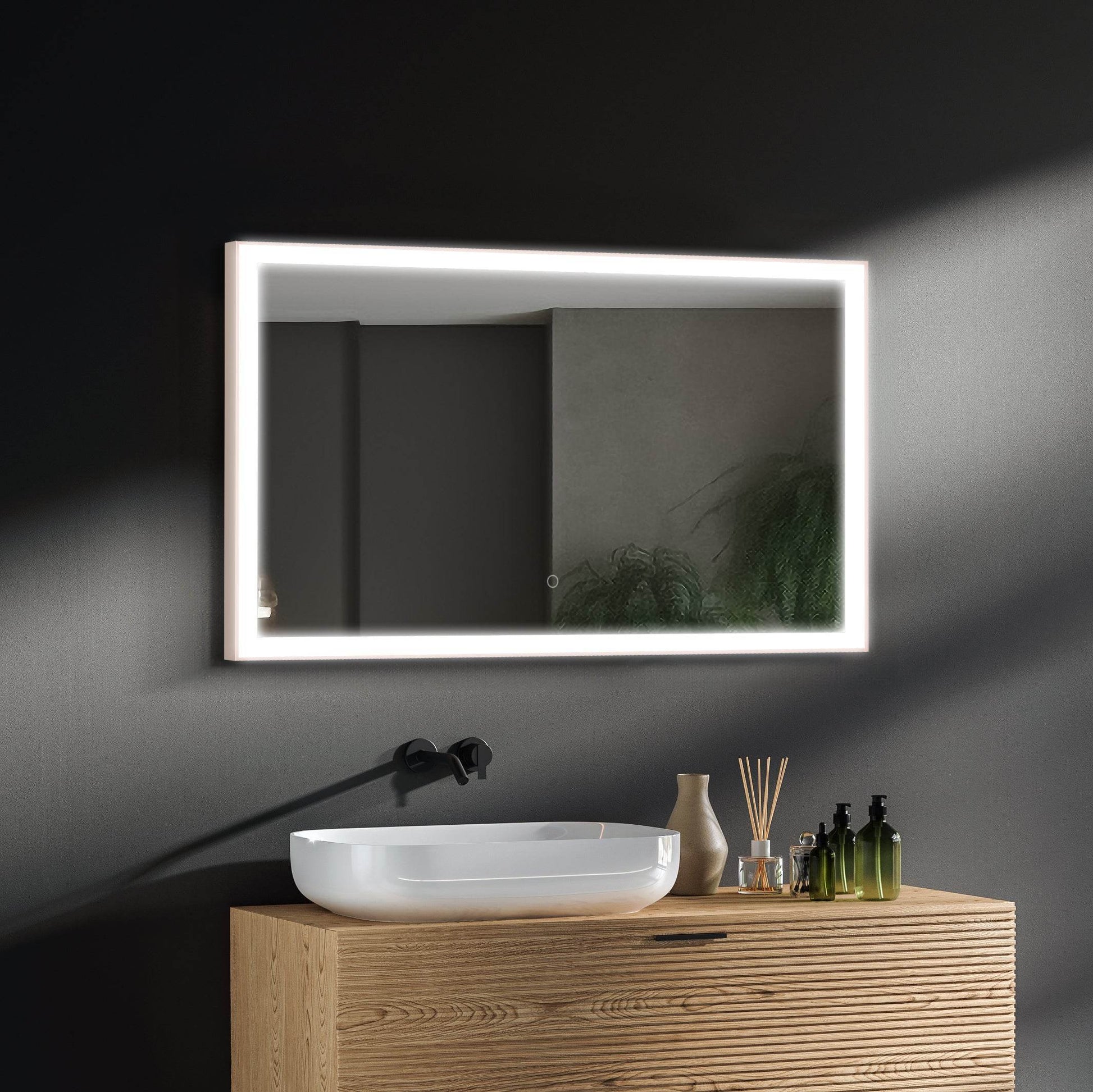 Rose Gold Dimmable LED Mirror 40"W x 24"H – Luxury Bathroom Mirror for Stylish Home Decor