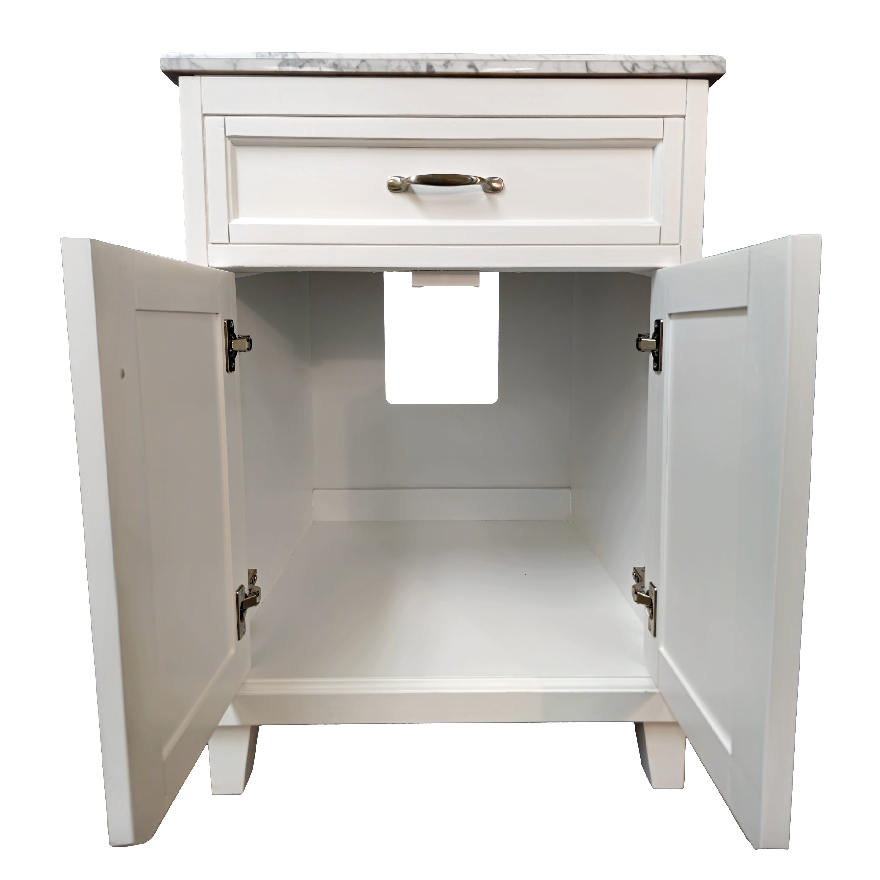 Bathroom Vanity in White with Solid Wood & Carrara Marble Top - Available in 3 sizes - Dreamwerks