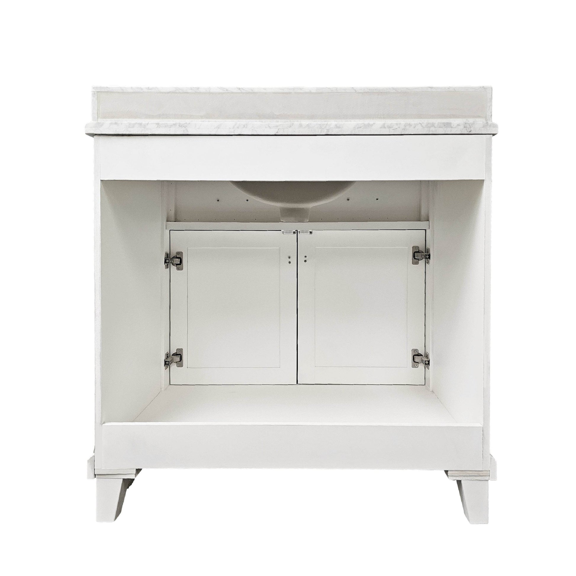 Bathroom Vanity in White with Solid Wood & Carrara Marble Top - Available in 3 sizes - Dreamwerks