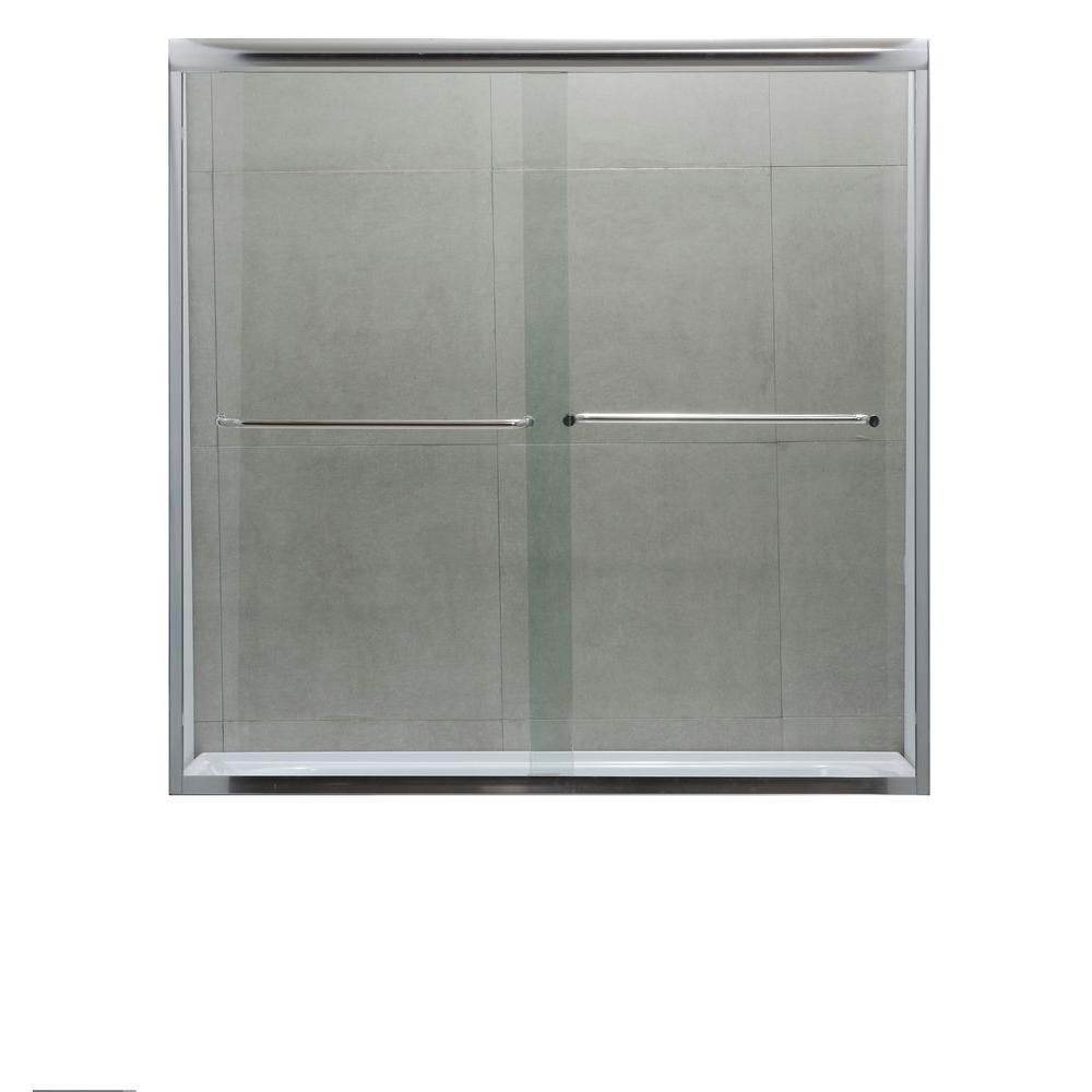 Dreamwerks 60 in. W x 60 in. H Bypass Double Sliding Tub Shower Door in Chrome