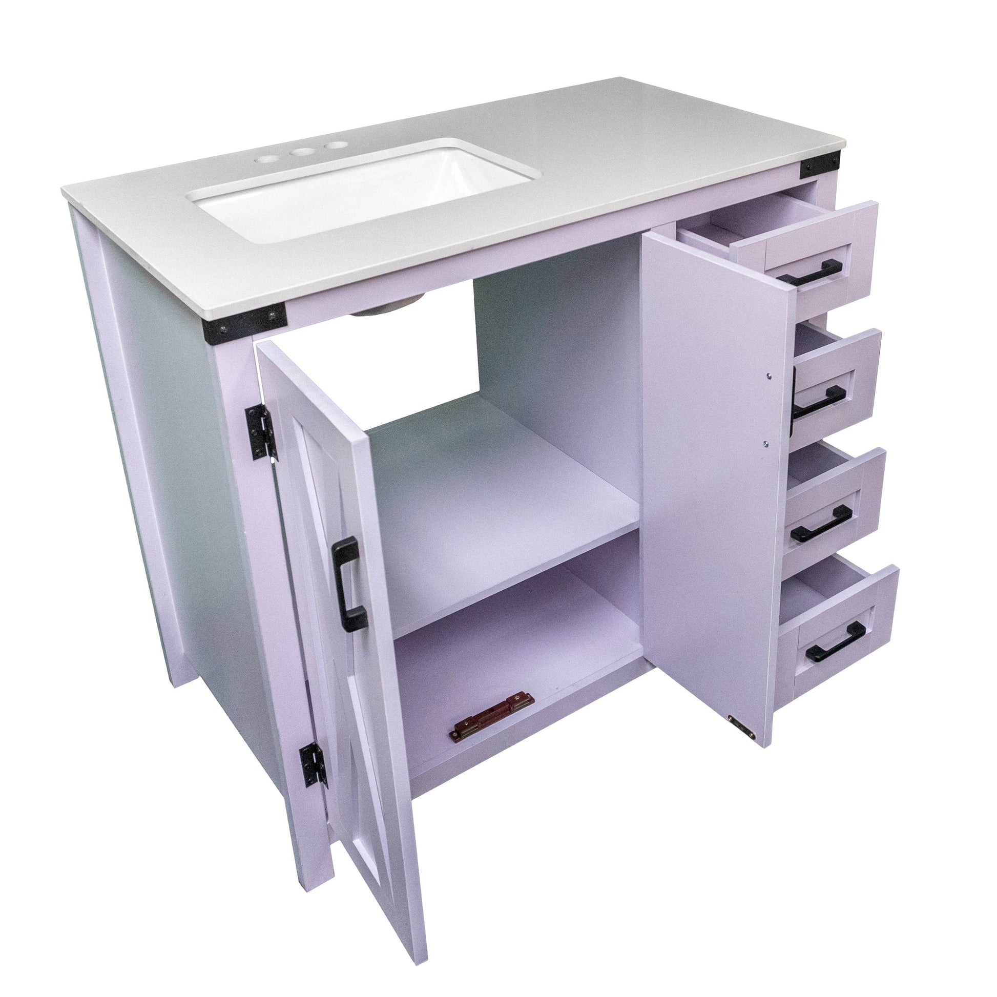 Salerno 36" W x 21.5" D x 33.5" H White Lilac Vanity with Cultured Marble Vanity Top - Dreamwerks