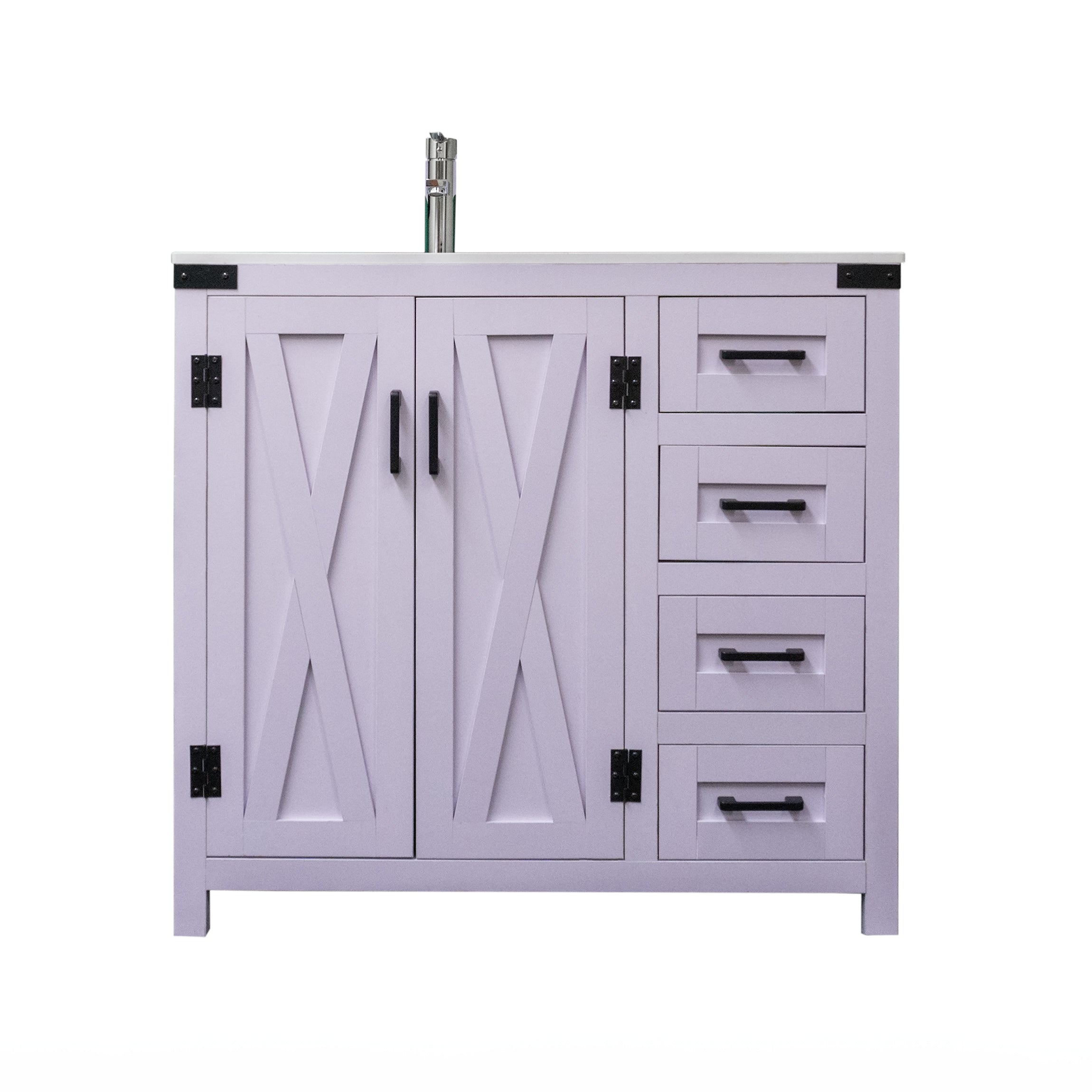Salerno 36" W x 21.5" D x 33.5" H White Lilac Vanity with Cultured Marble Vanity Top